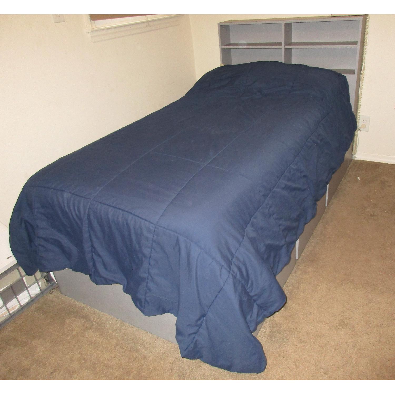 Twin Captain's Bed w/ 3 Pullout Drawers & Storage Headboard - image-1