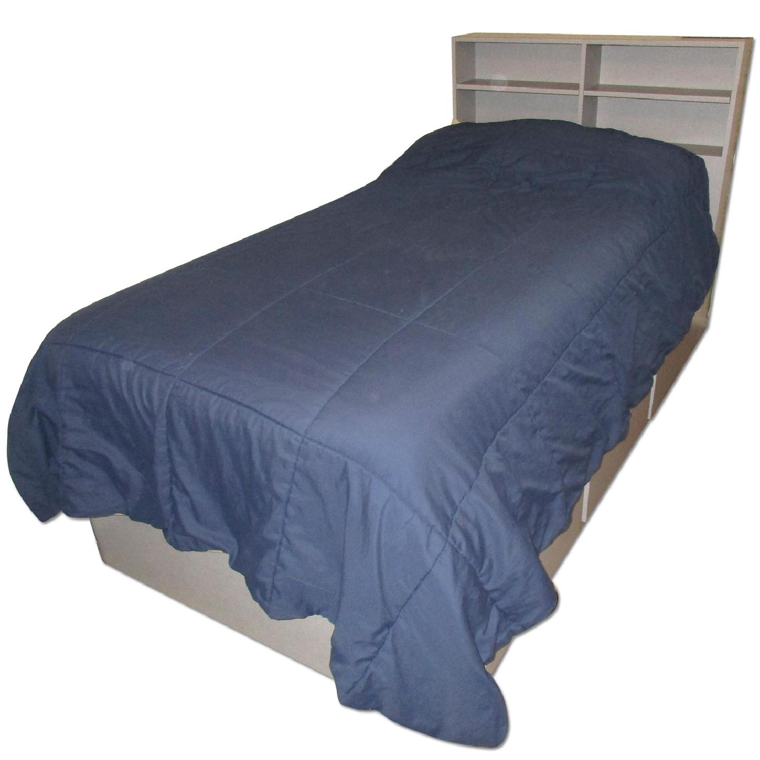 Twin Captain's Bed w/ 3 Pullout Drawers & Storage Headboard - image-0