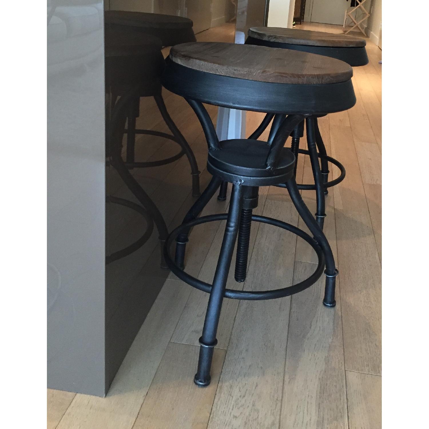 Metal & Wood Bar Stools - Pair - image-1