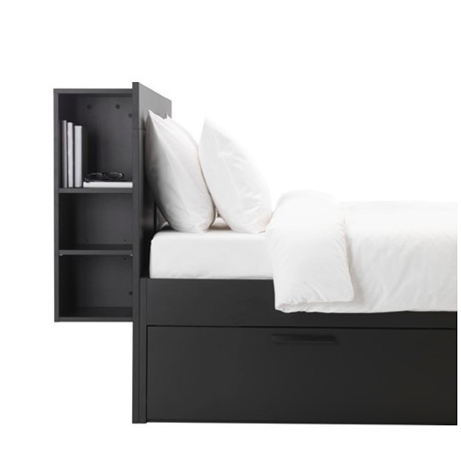 Ikea Brimnes Queen Size Bed Frame w/ Headboard & Storage AptDeco