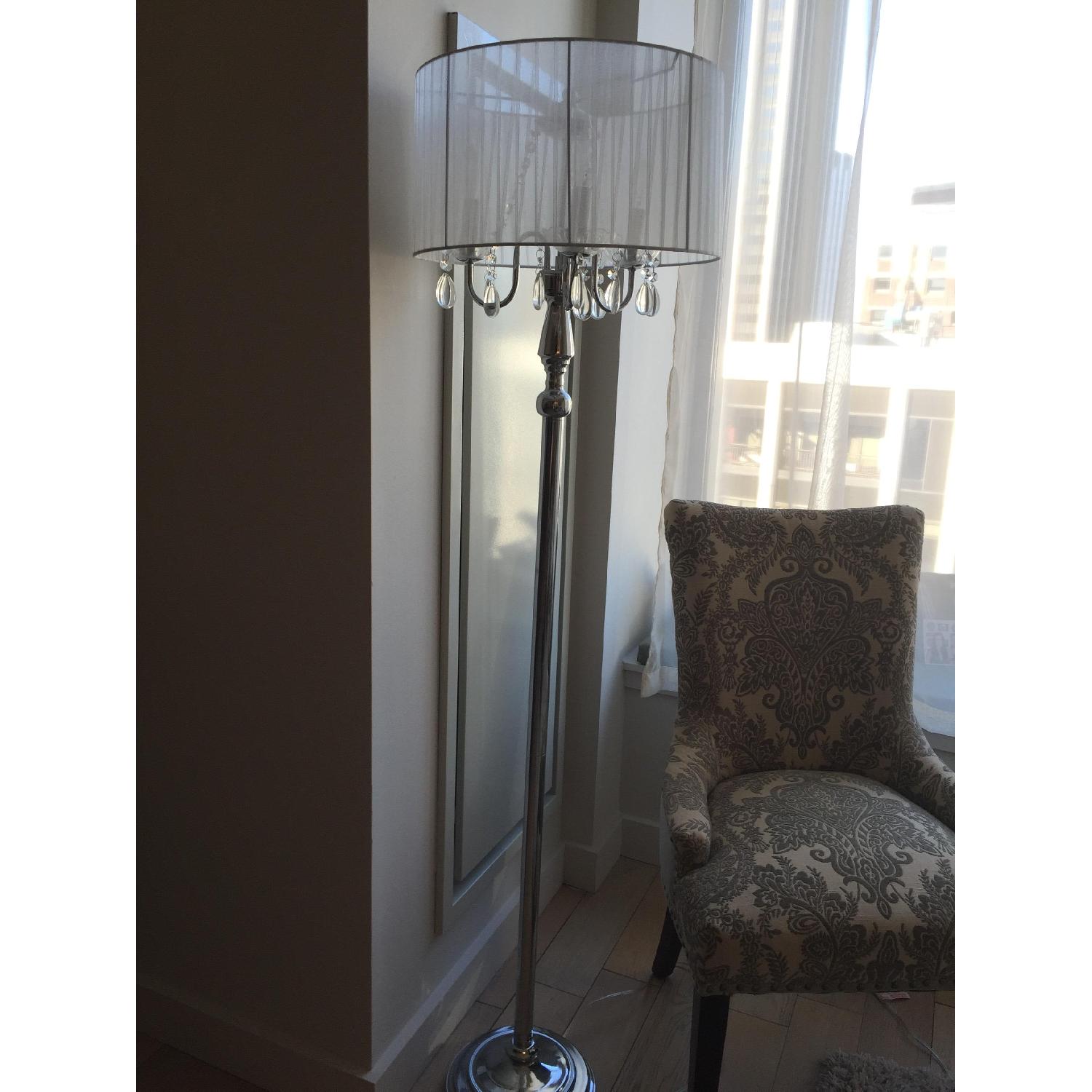 Sheer Shade Floor Lamp w/ Hanging Crystals - image-1
