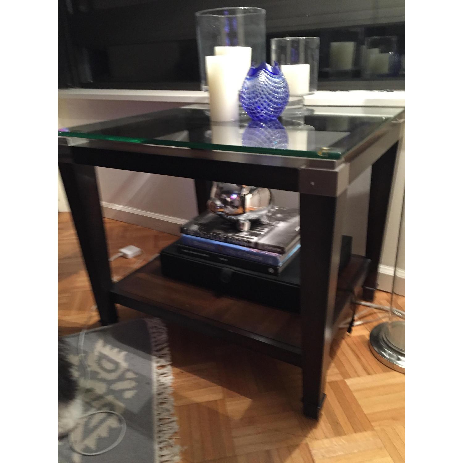 Raymour & Flanigan Glass Side Table - image-2