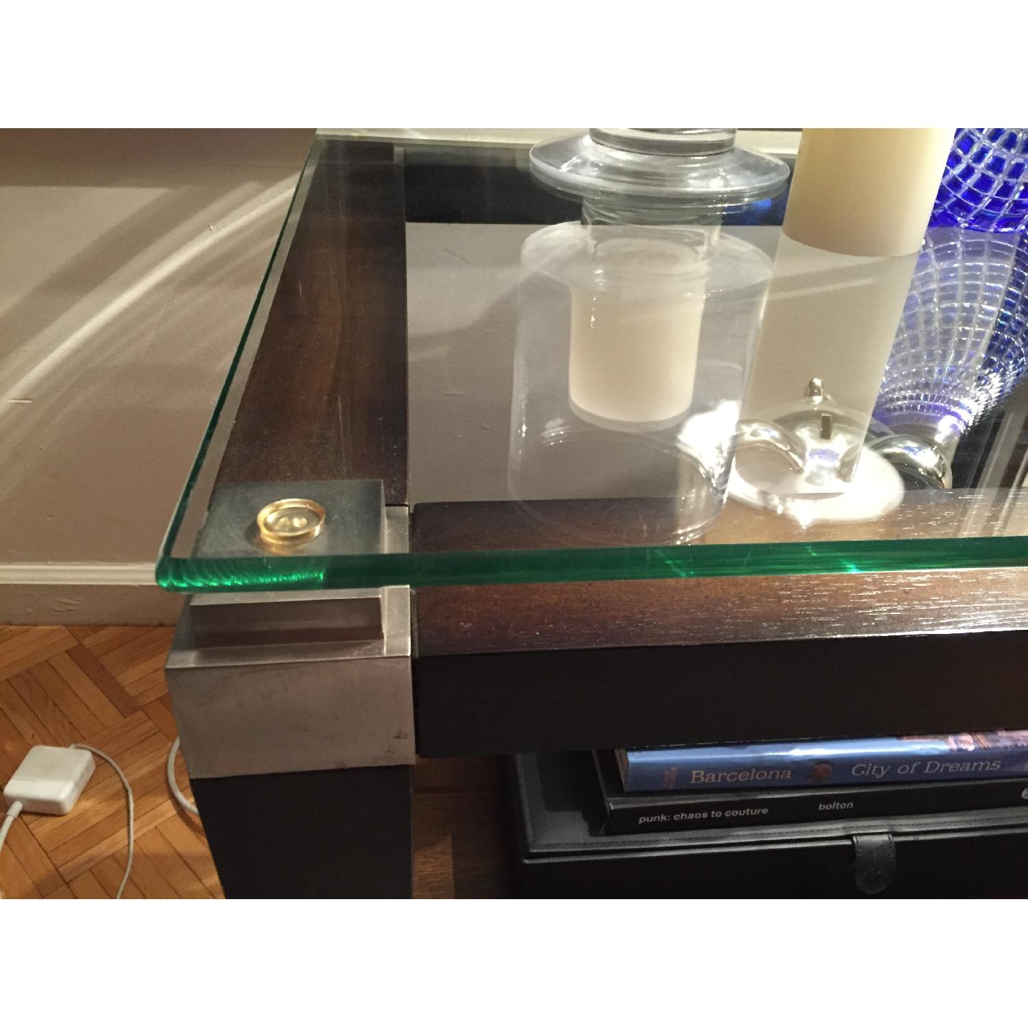 Raymour & Flanigan Glass Side Table - image-3