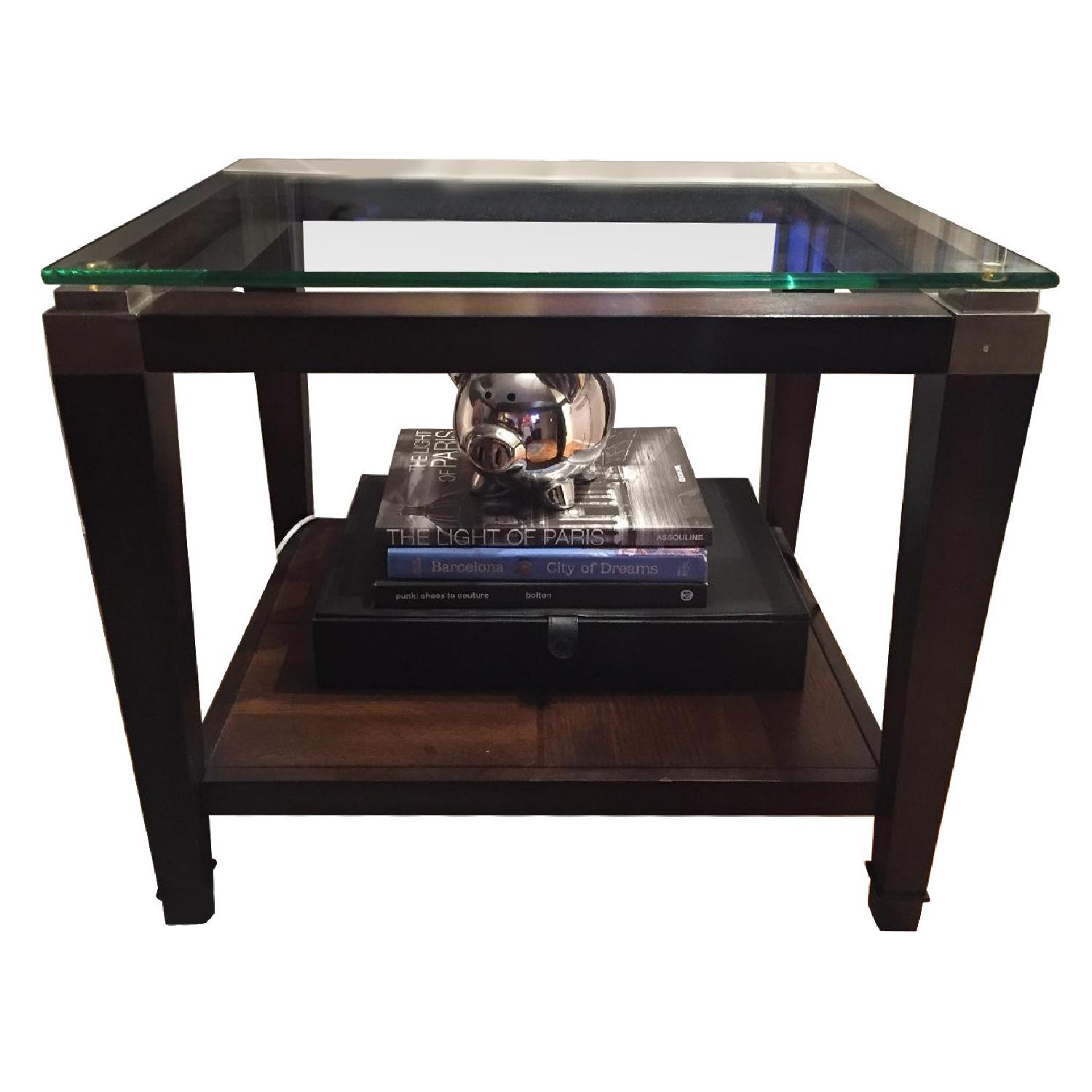 Raymour & Flanigan Glass Side Table - image-0
