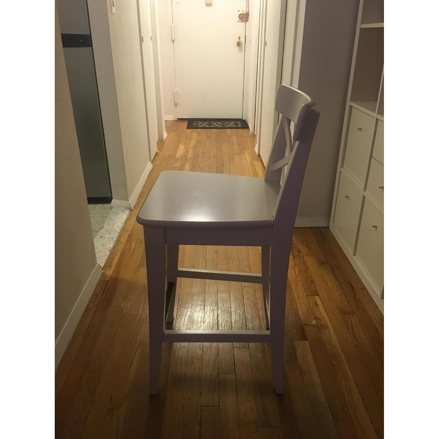 Ikea Ingolf Bar Stool w/ Backrest in White - 4 Available - image-1
