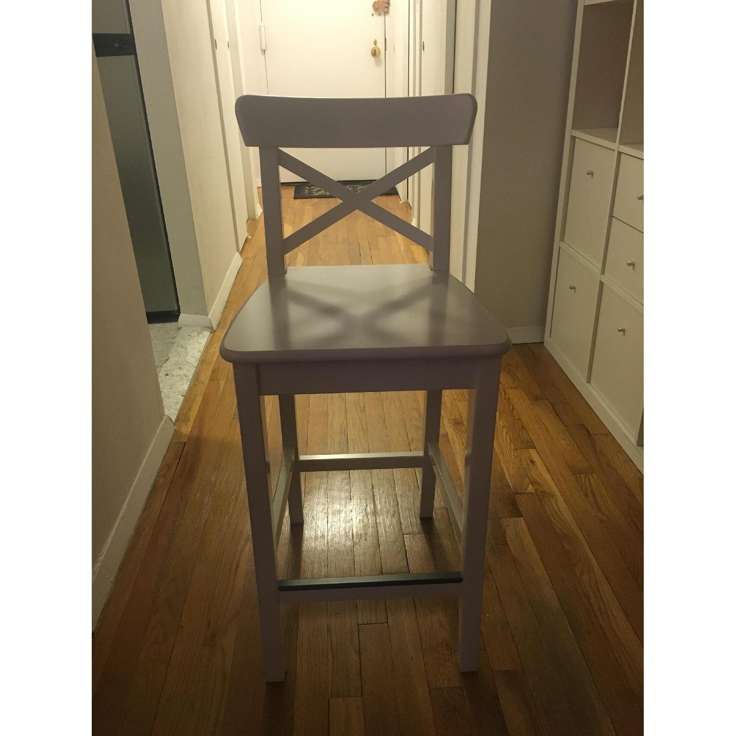 Ikea Ingolf Bar Stool w/ Backrest in White - 4 Available - image-2