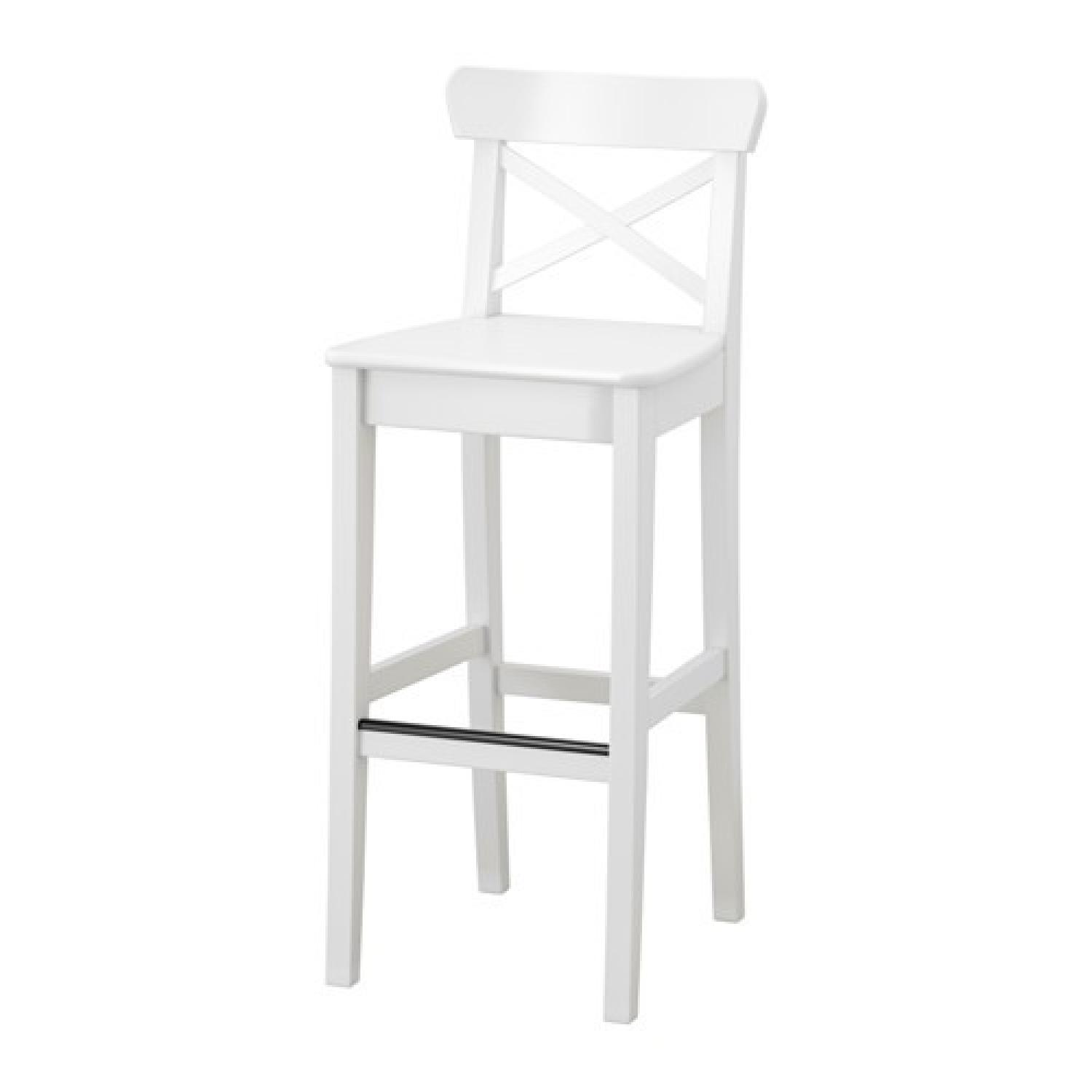 Ikea Ingolf Bar Stool w/ Backrest in White - 4 Available - image-4