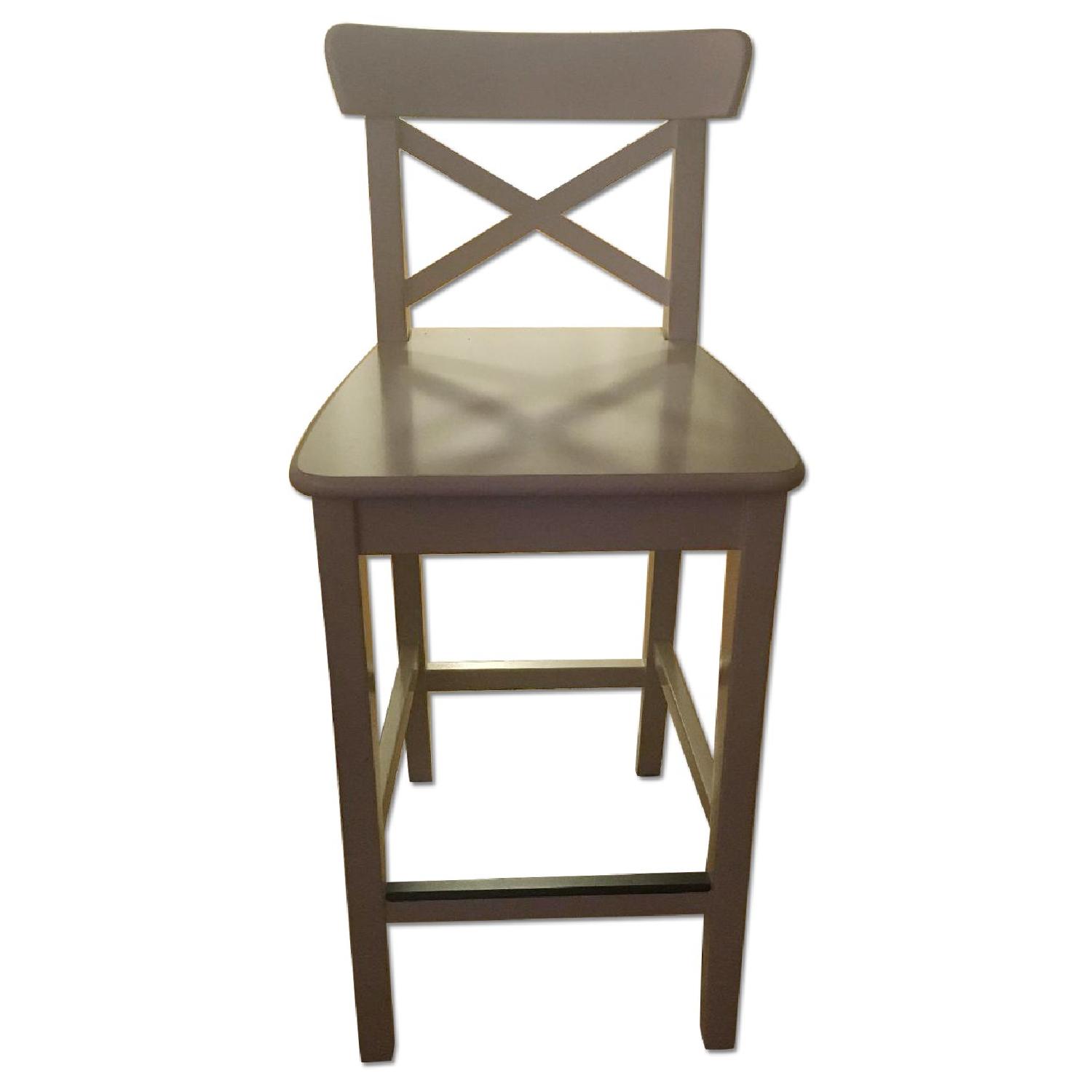 Ikea Ingolf Bar Stool w/ Backrest in White - 4 Available - image-0