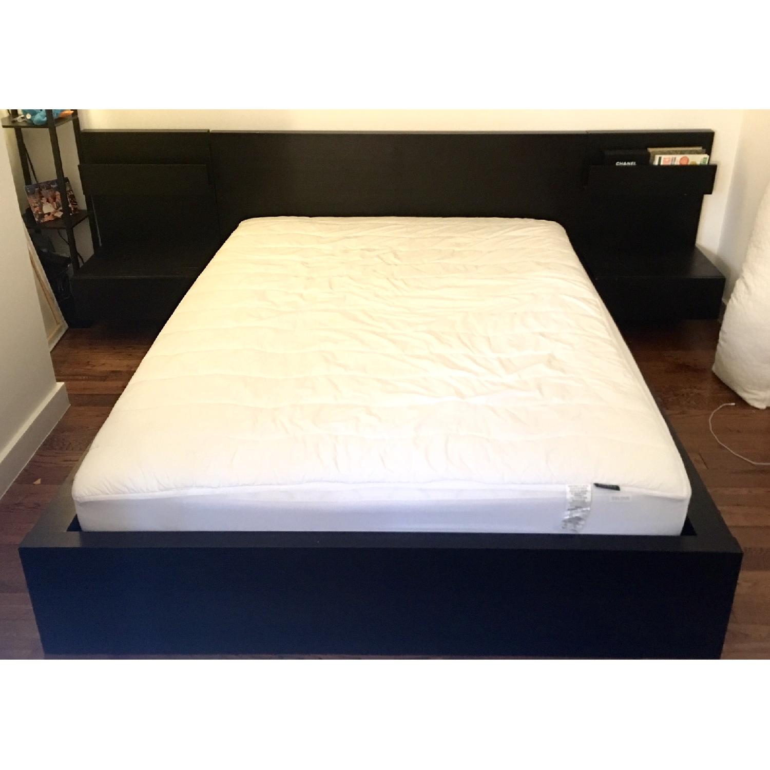 Ikea Malm Black Full Size Bed Frame w/ 2 Nightstands AptDeco