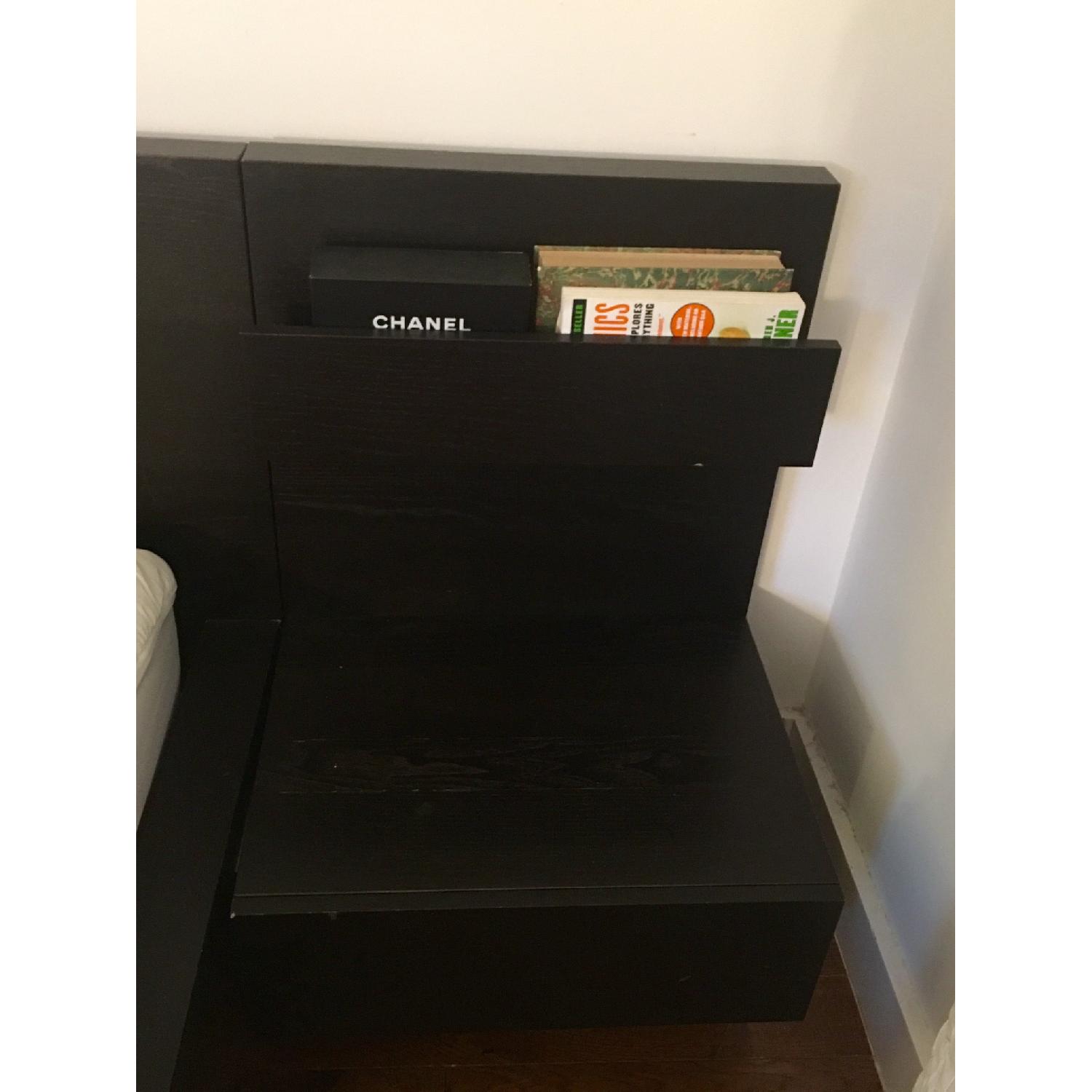 Ikea Malm Black Full Size Bed Frame w/ 2 Nightstands AptDeco