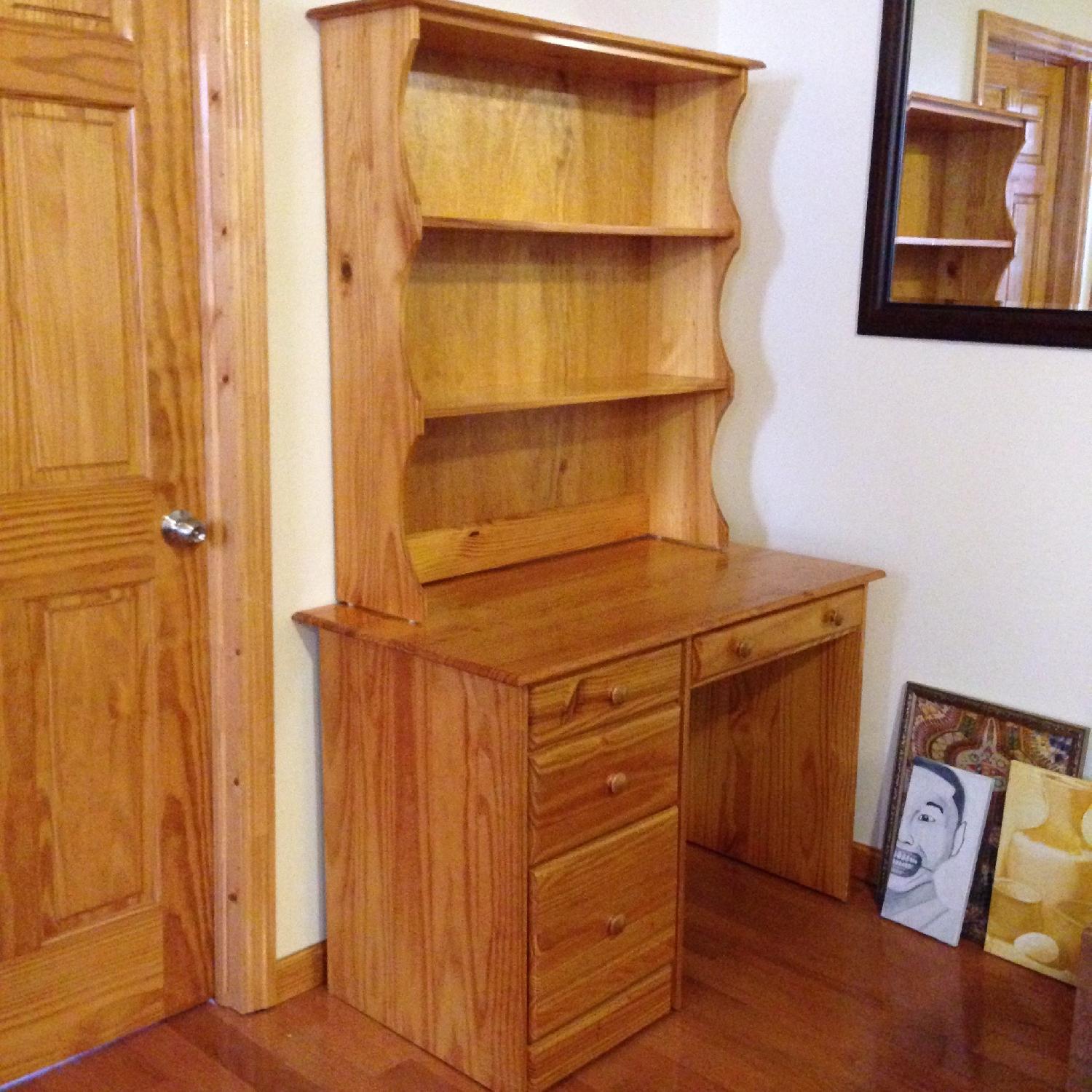 Hand Crafted Solid Wood Desk & Shelf - image-2