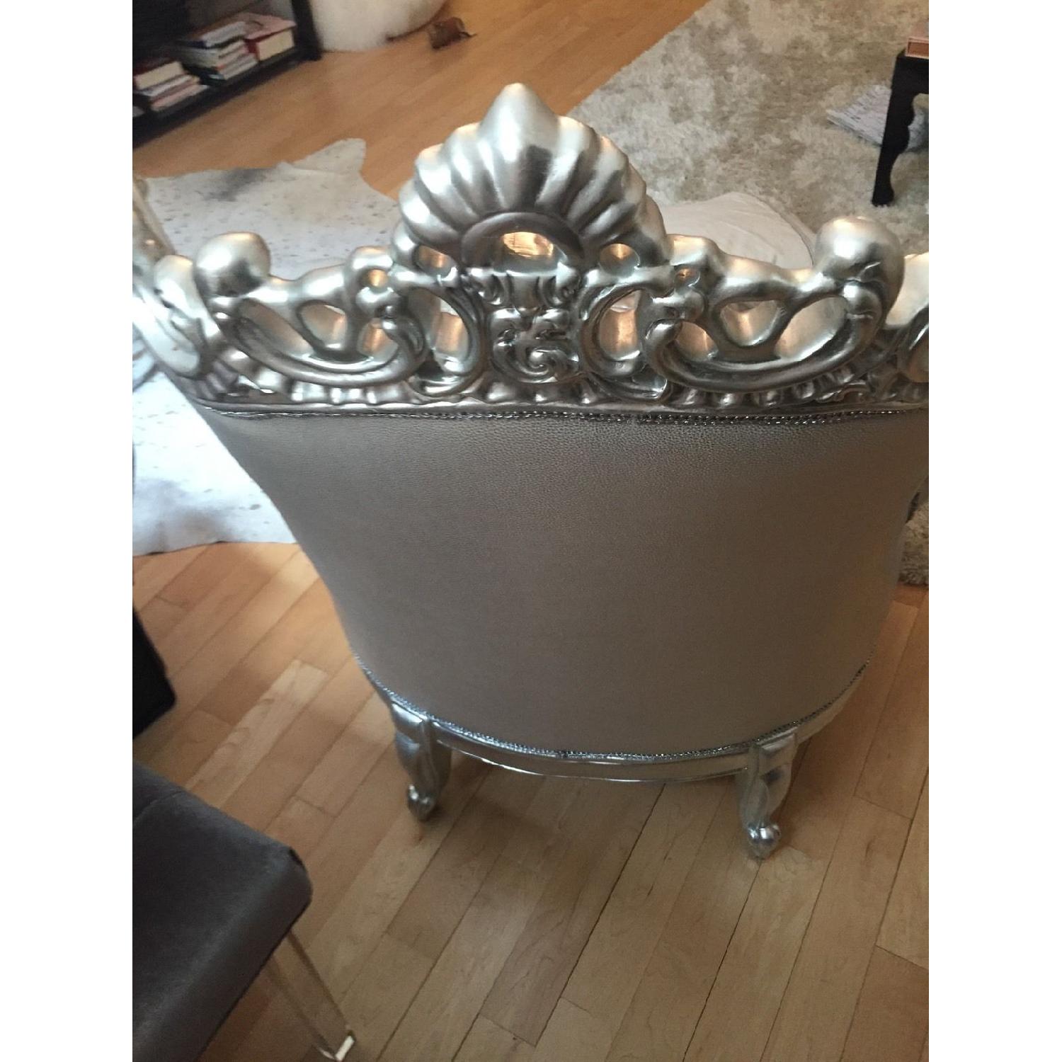 ACME Baroque Style Silver Accent Throne Chair w/ Tufted Back - image-3