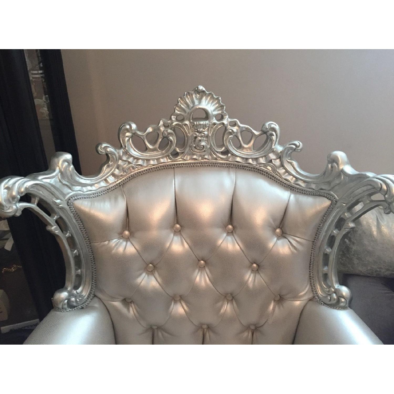 ACME Baroque Style Silver Accent Throne Chair w/ Tufted Back - image-4