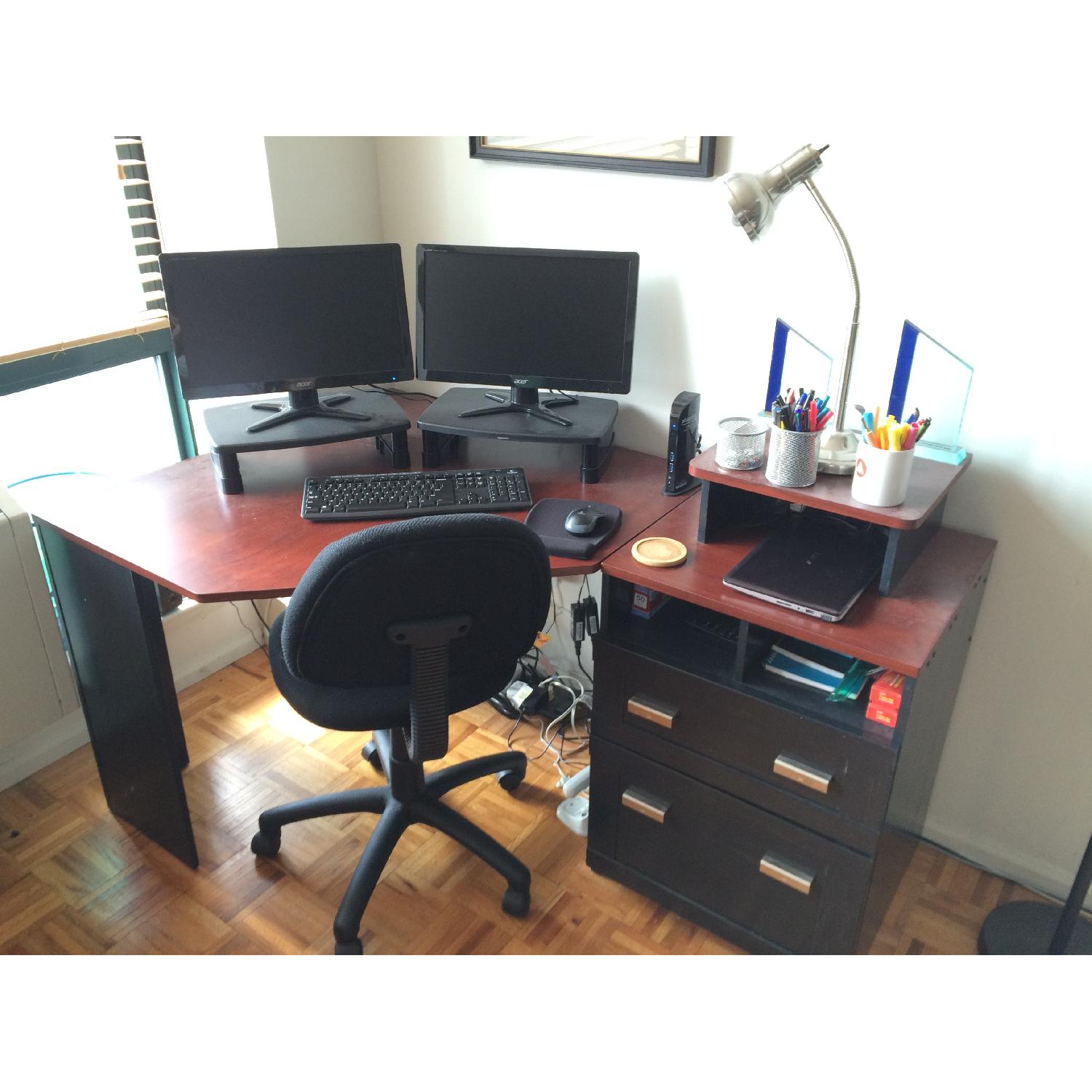 Bush Furniture Wheaton Reversible Corner Desk in Antique Black - image-4