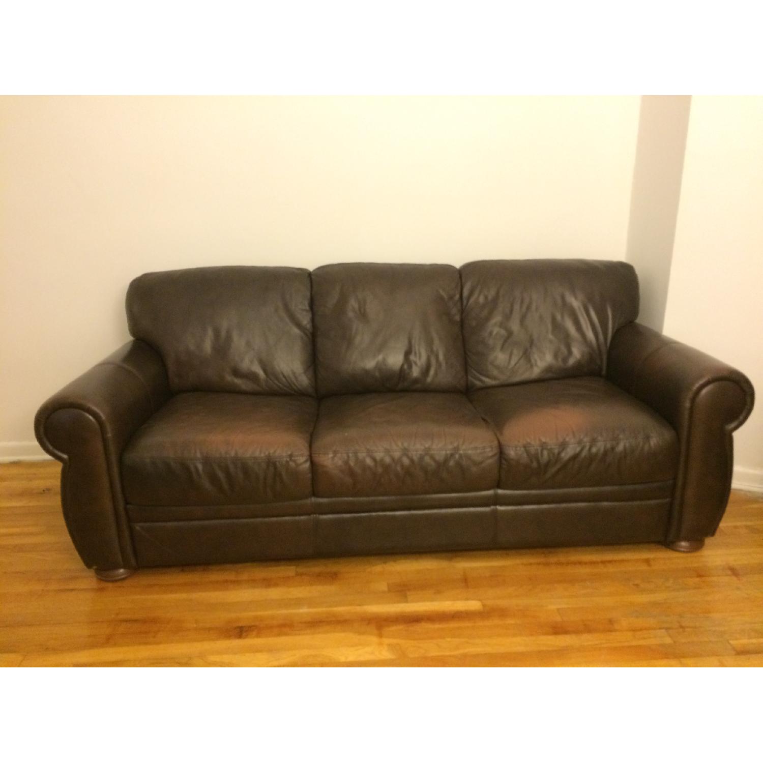 Marsala Leather Sleeper Sofa - image-1