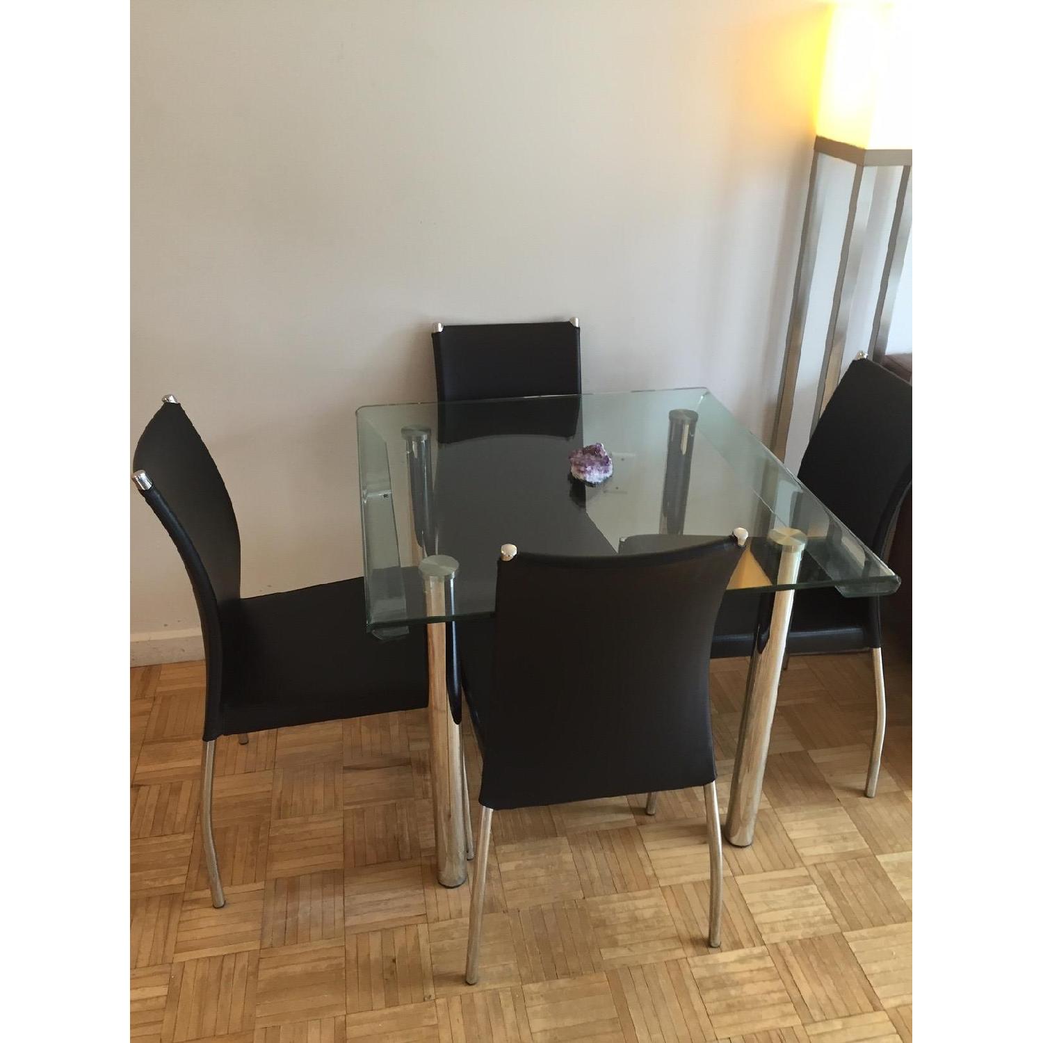 Modern Glass Kitchen Table w/ 4 Chairs - image-1