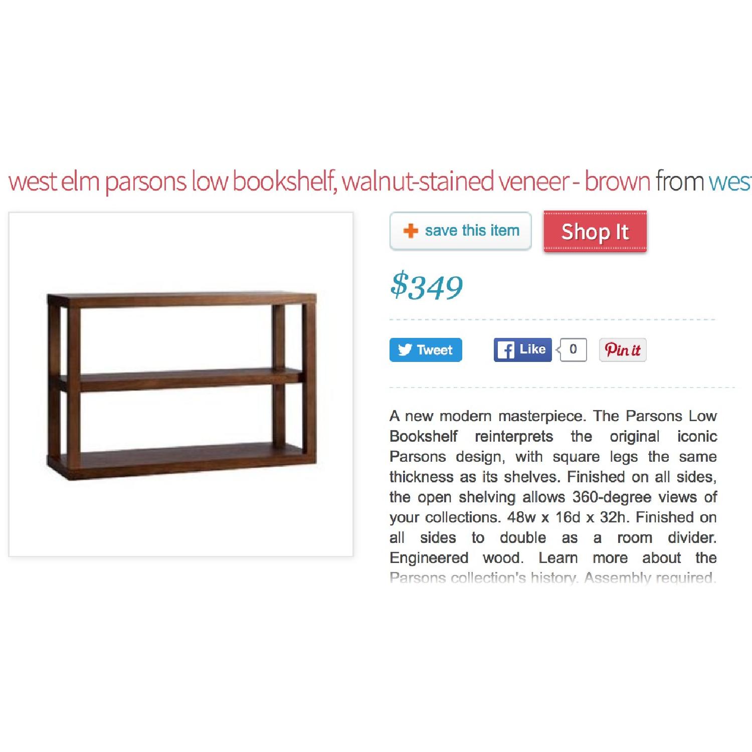 West Elm Parsons Low Bookshelf - image-2