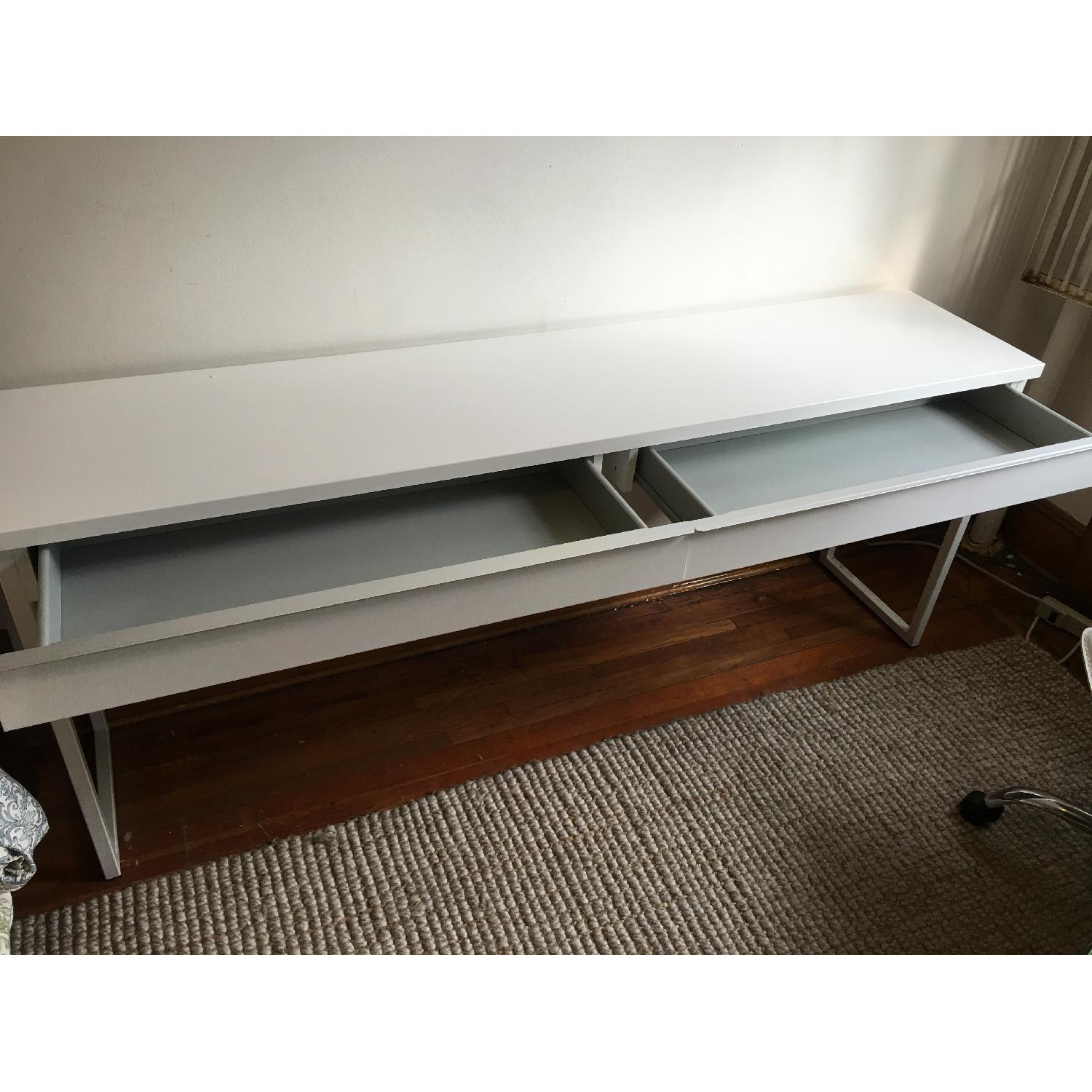 Ikea Besta White Gloss Top Extra Long Laminate Desk - image-2