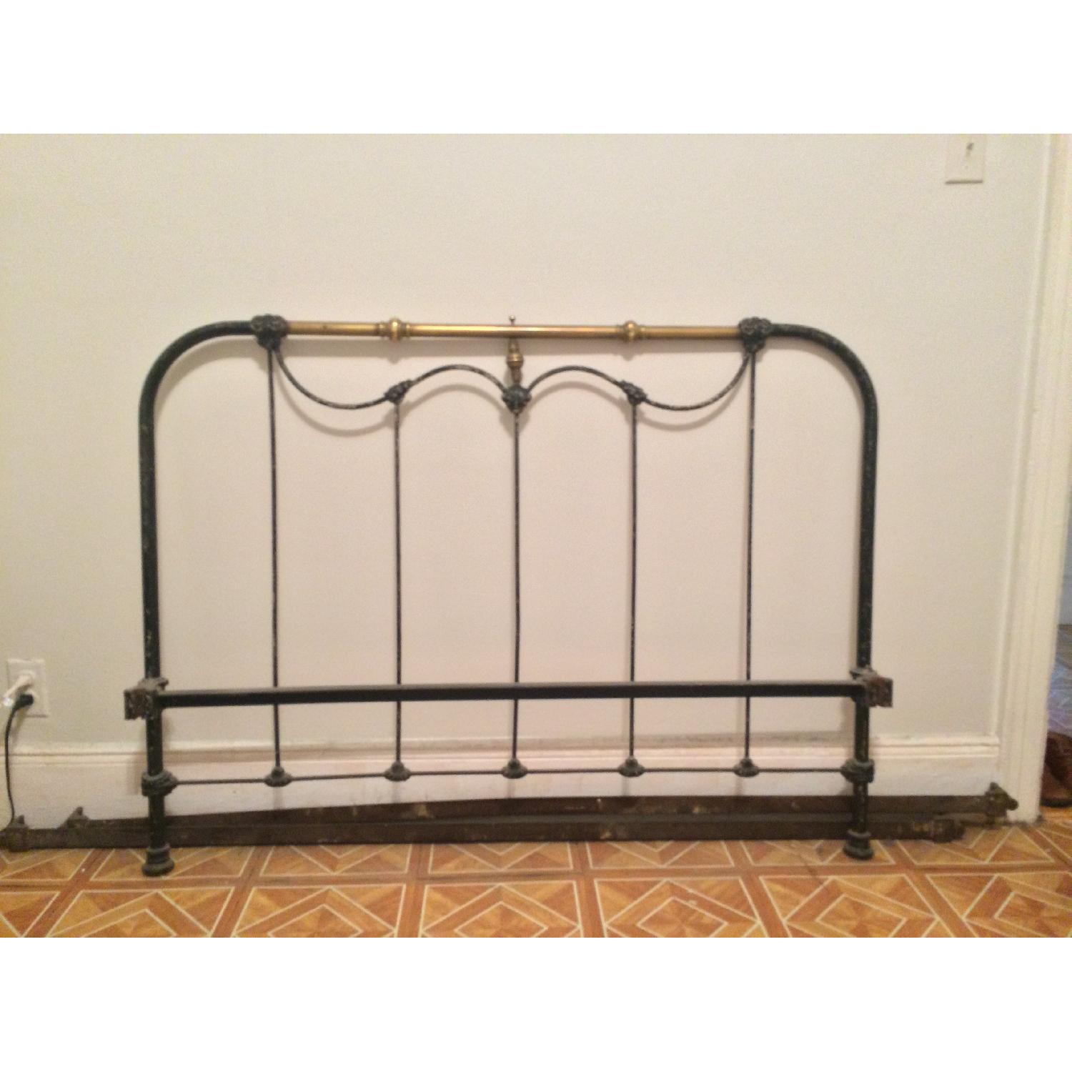 Antique Iron & Brass Bed Frame - image-2
