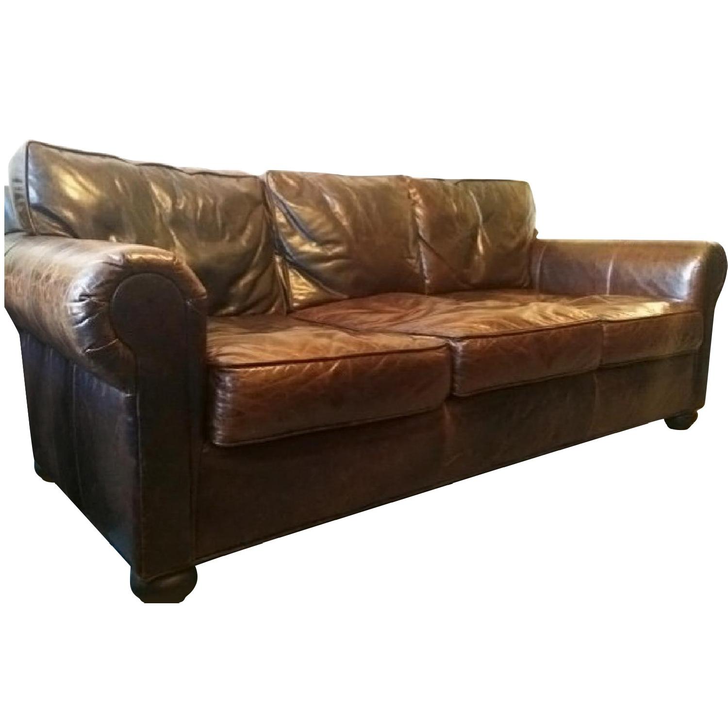 Restoration Hardware Leather Couch - image-0