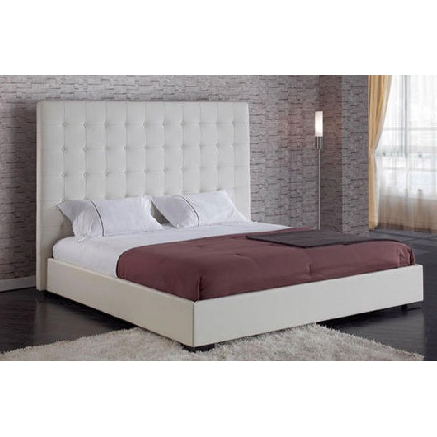 DG Casa White Leather Platform King Bed - image-5