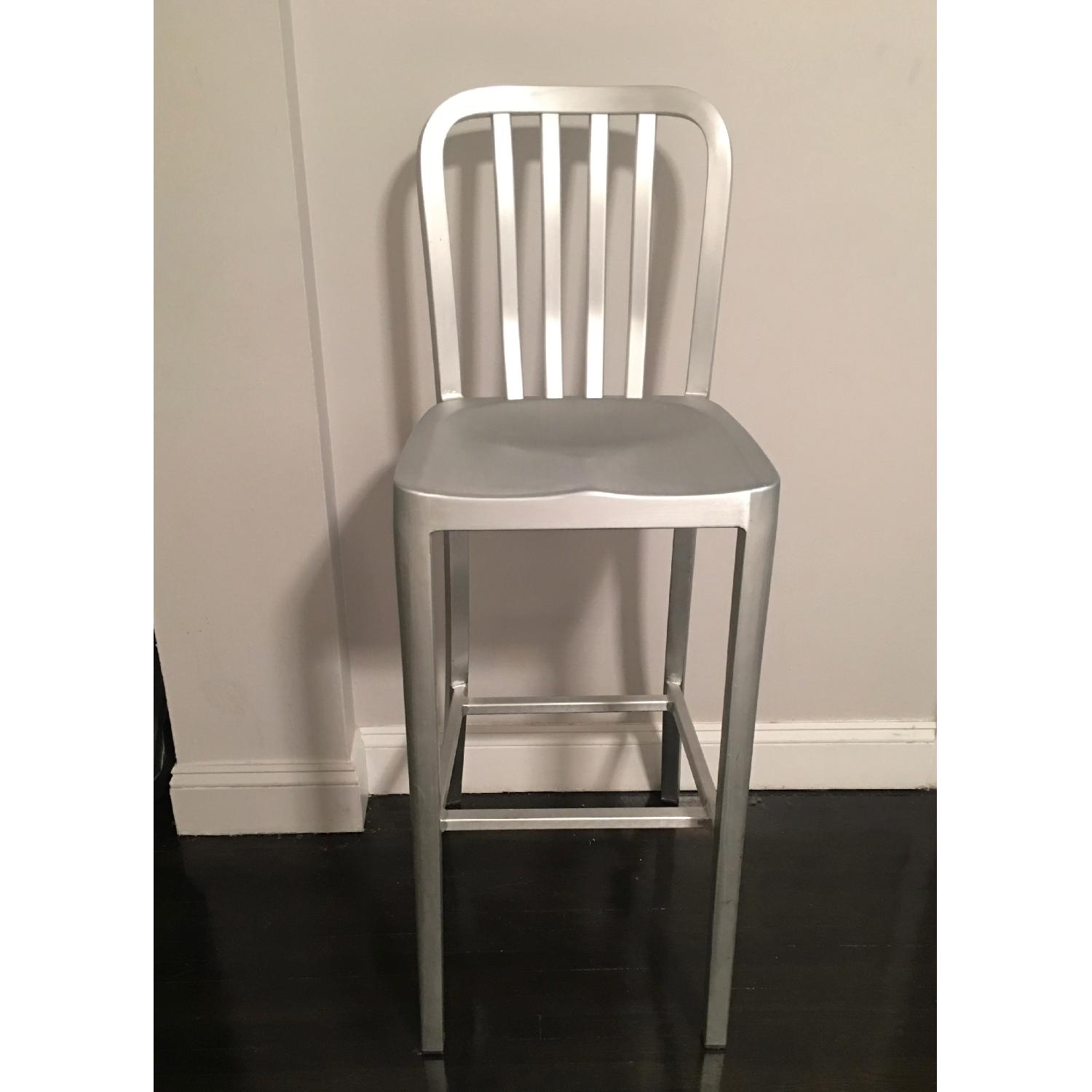 Crate & Barrel Silver Metallic Bar Stools - 2 Available - image-1