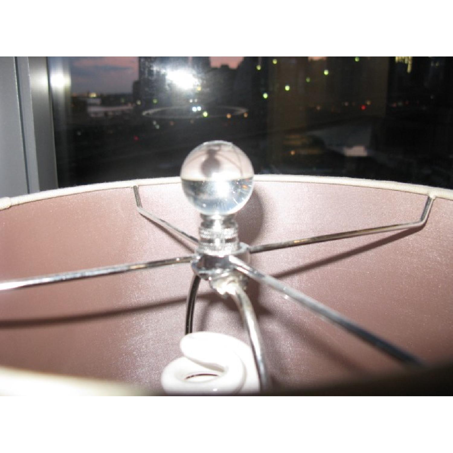 Lamp w/ Glass Spheres Base & Linen Shade - image-2