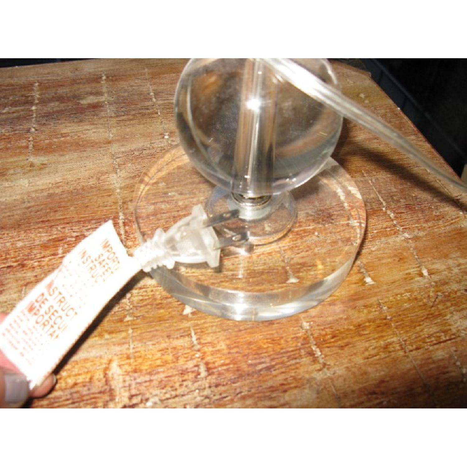 Lamp w/ Glass Spheres Base & Linen Shade - image-3