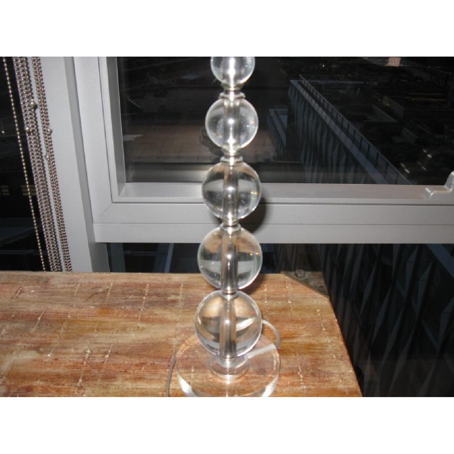 Lamp w/ Glass Spheres Base & Linen Shade - image-4