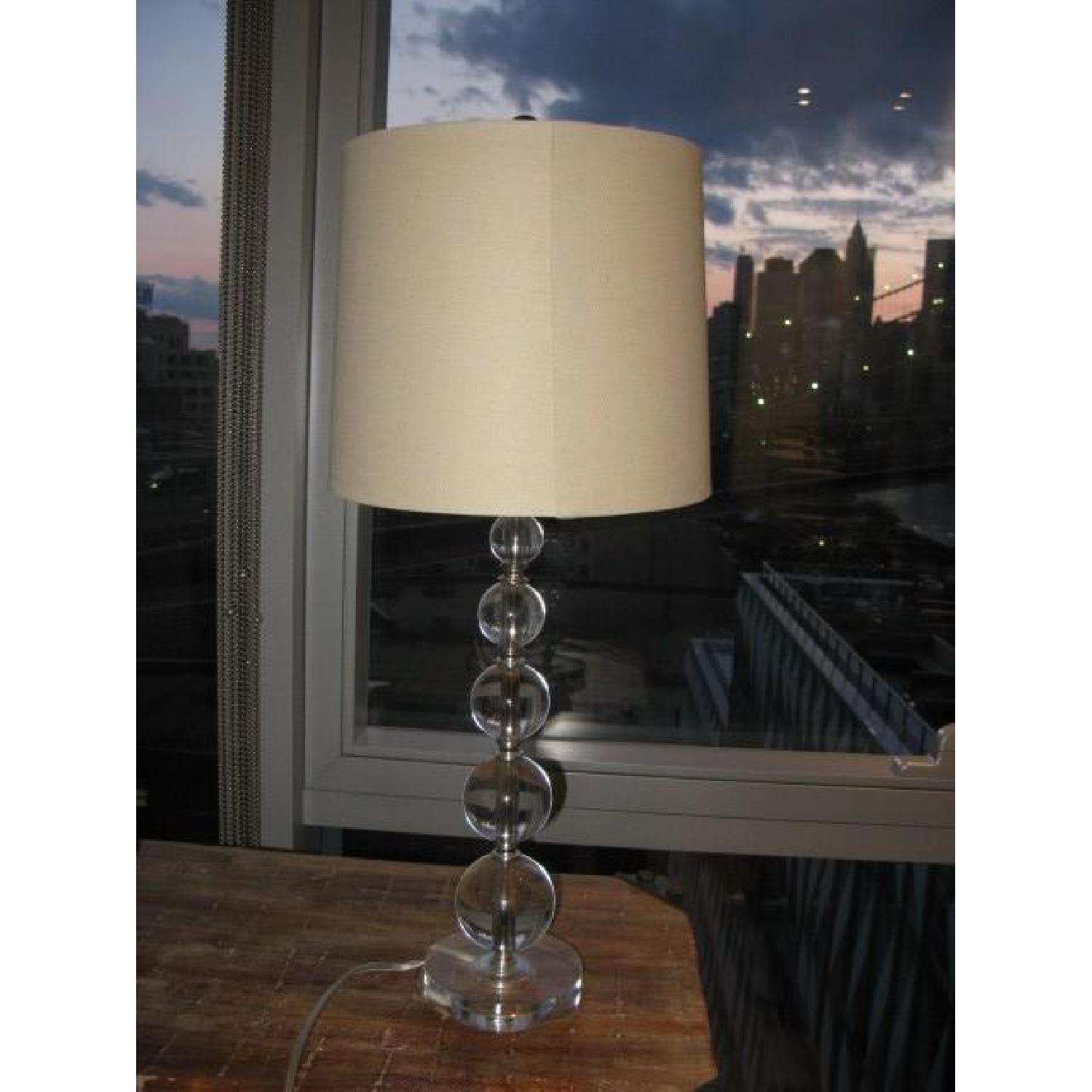 Lamp w/ Glass Spheres Base & Linen Shade - image-5