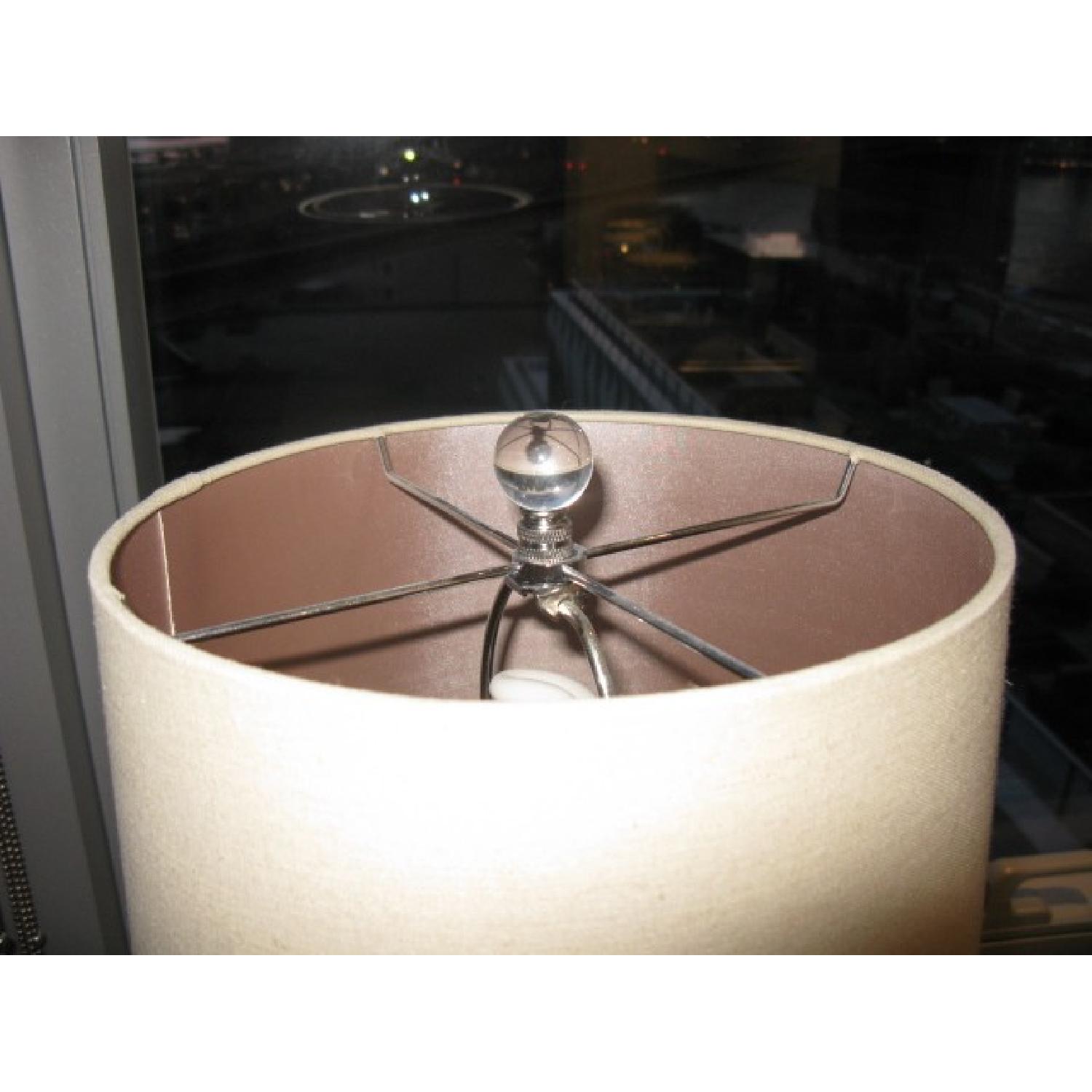Lamp w/ Glass Spheres Base & Linen Shade - image-6
