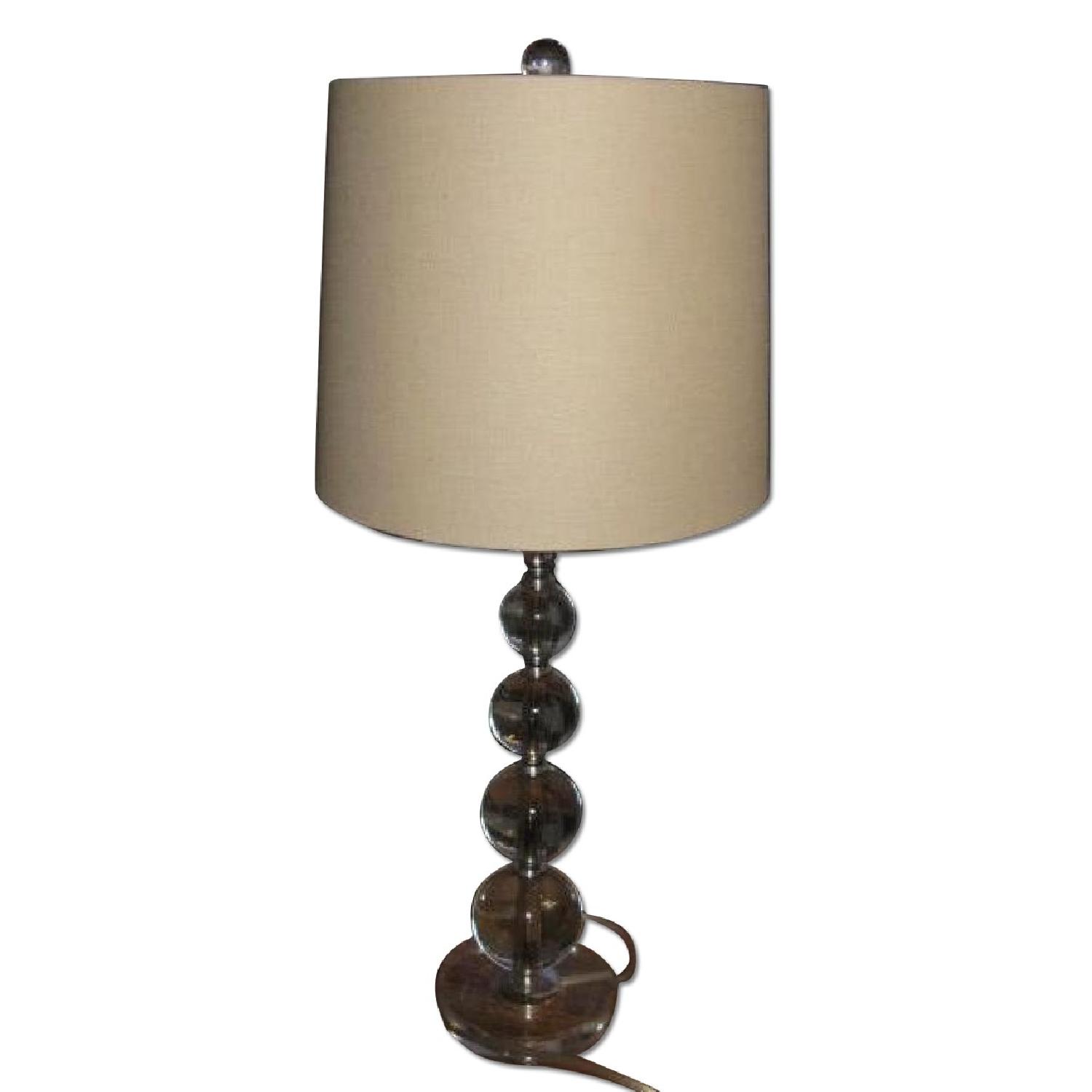 Lamp w/ Glass Spheres Base & Linen Shade - image-0