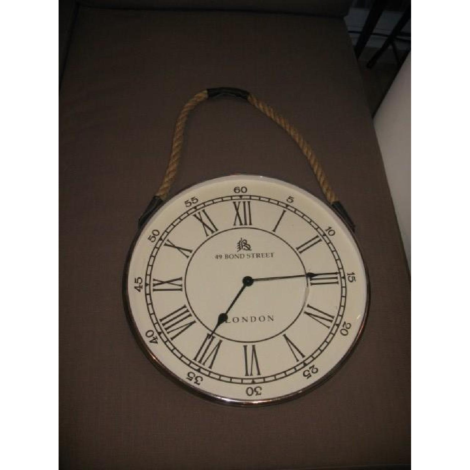 HomeGoods Oversized Hanging Clock w/ Rope/Leather Detail - image-1