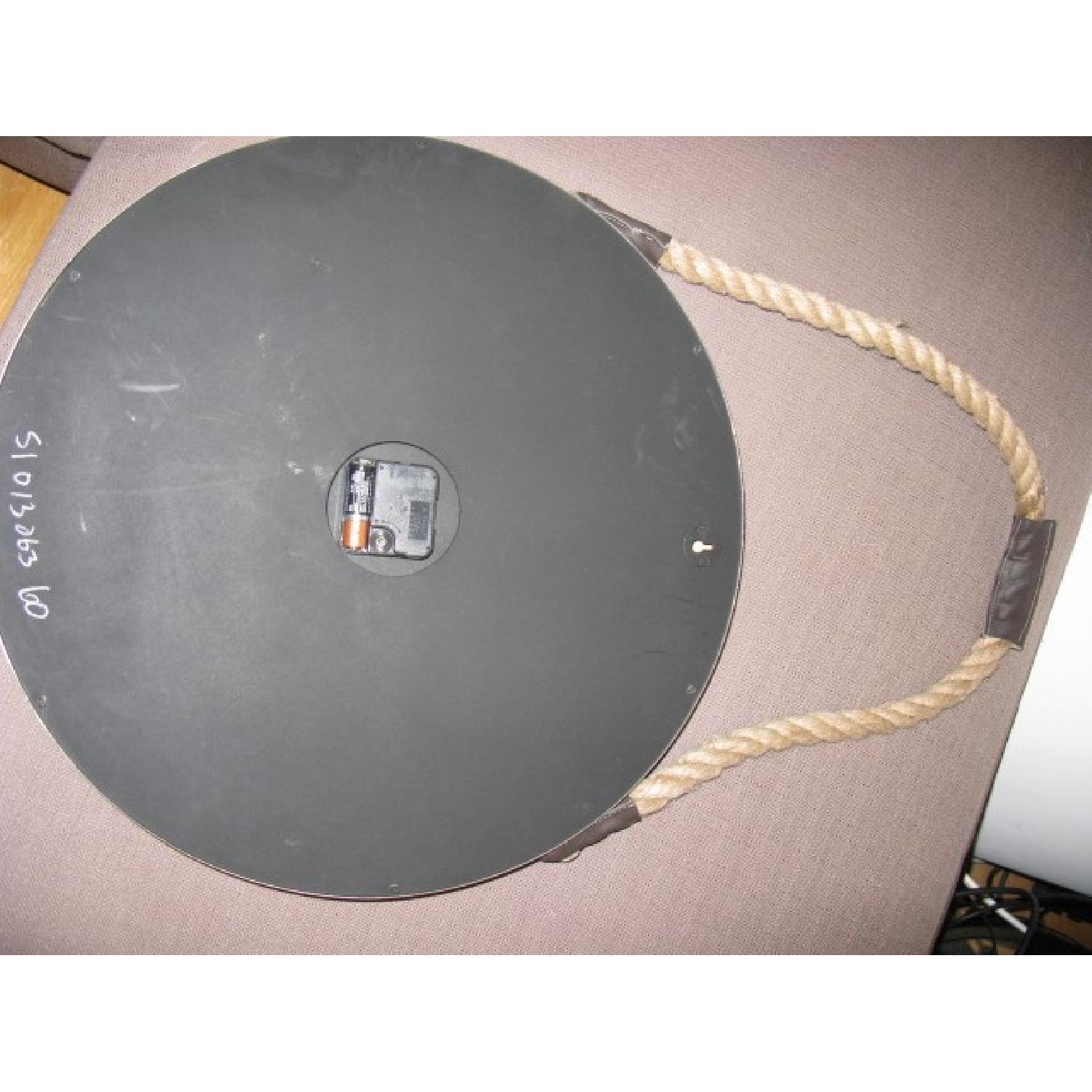 HomeGoods Oversized Hanging Clock w/ Rope/Leather Detail - image-3