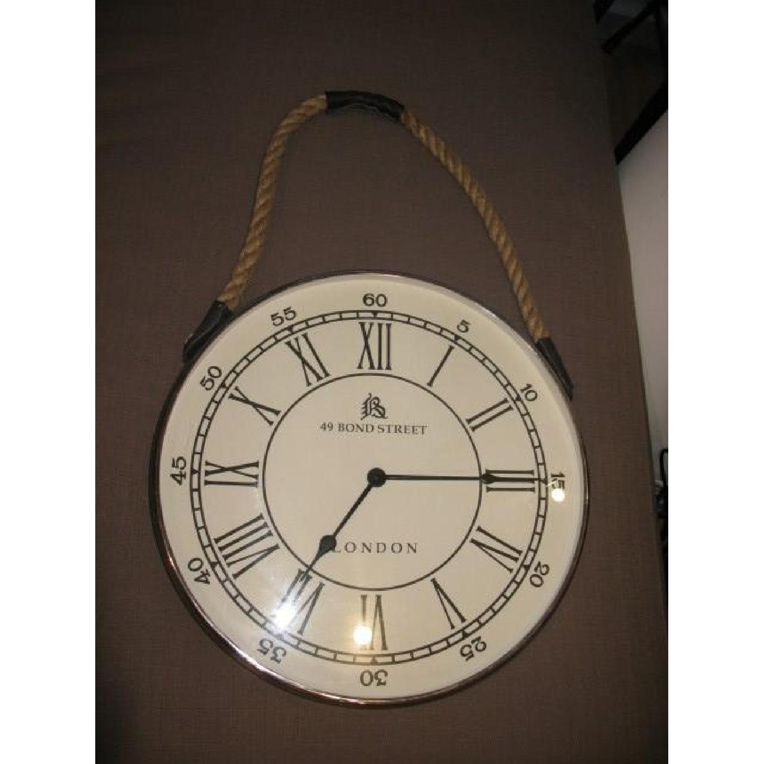 HomeGoods Oversized Hanging Clock w/ Rope/Leather Detail - image-6