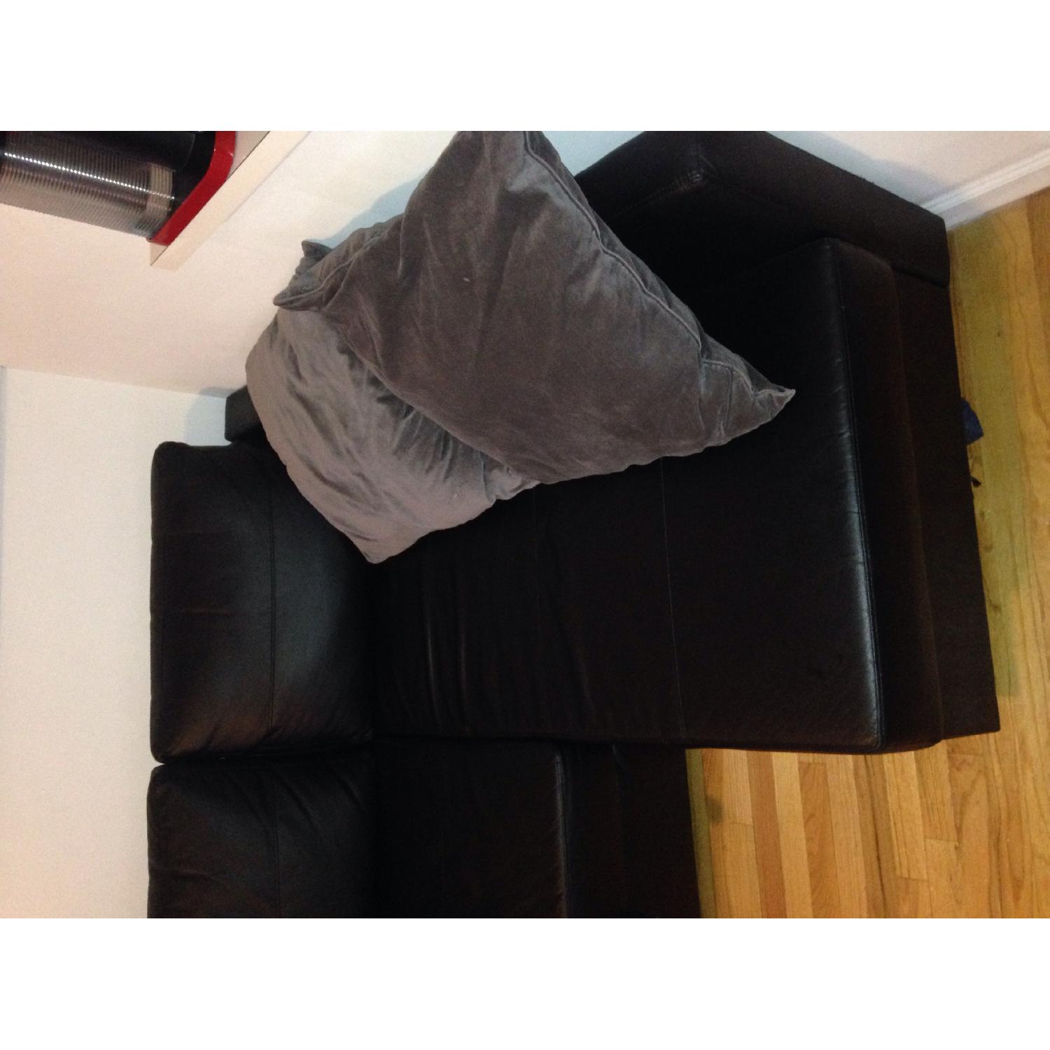 Ikea Black Leather Sofa w/ King Size Sofa Bed Pull-Out - image-5