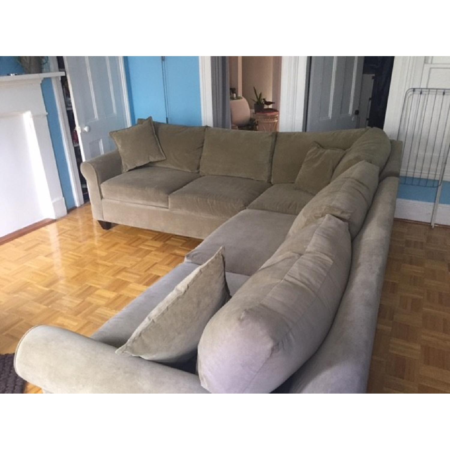 American Signature Furniture Light Sage Green 2-Piece L-Shaped Sectional Sofa - image-6