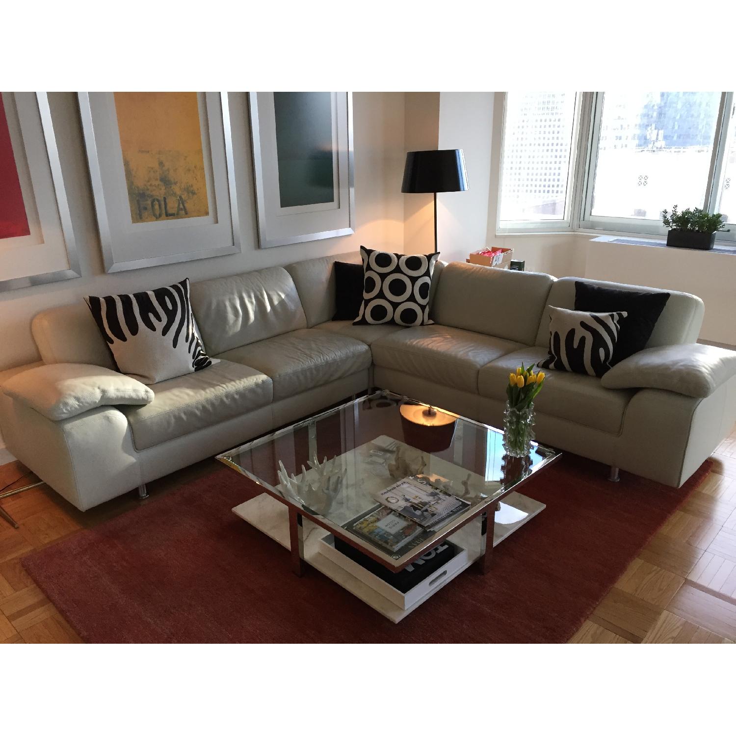 W Schillig Leather Sectional Sofa w/ Ottoman - image-1