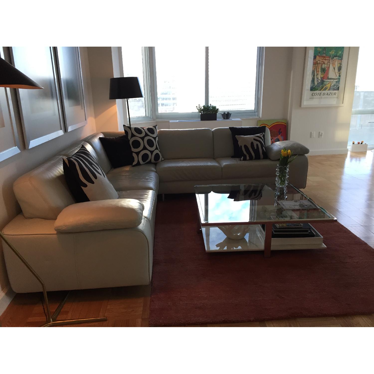 W Schillig Leather Sectional Sofa w/ Ottoman - image-2