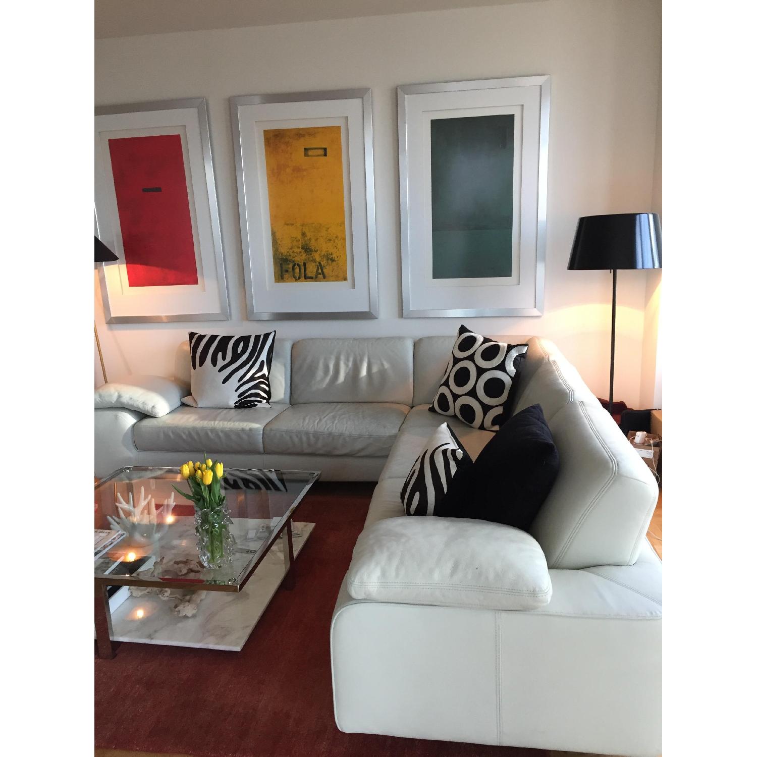 W Schillig Leather Sectional Sofa w/ Ottoman - image-4