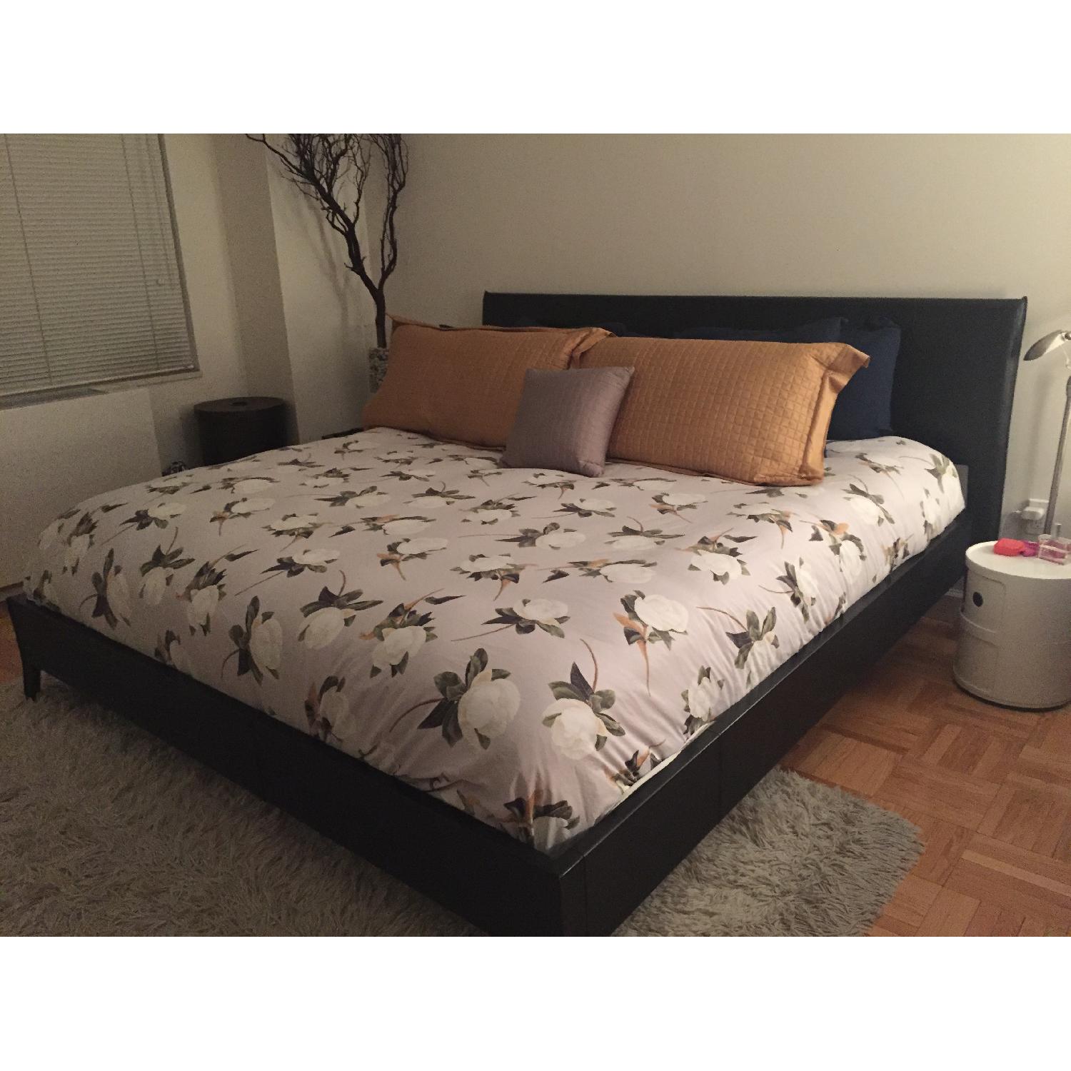 Crate & Barrel King Size Leather Bed - image-1