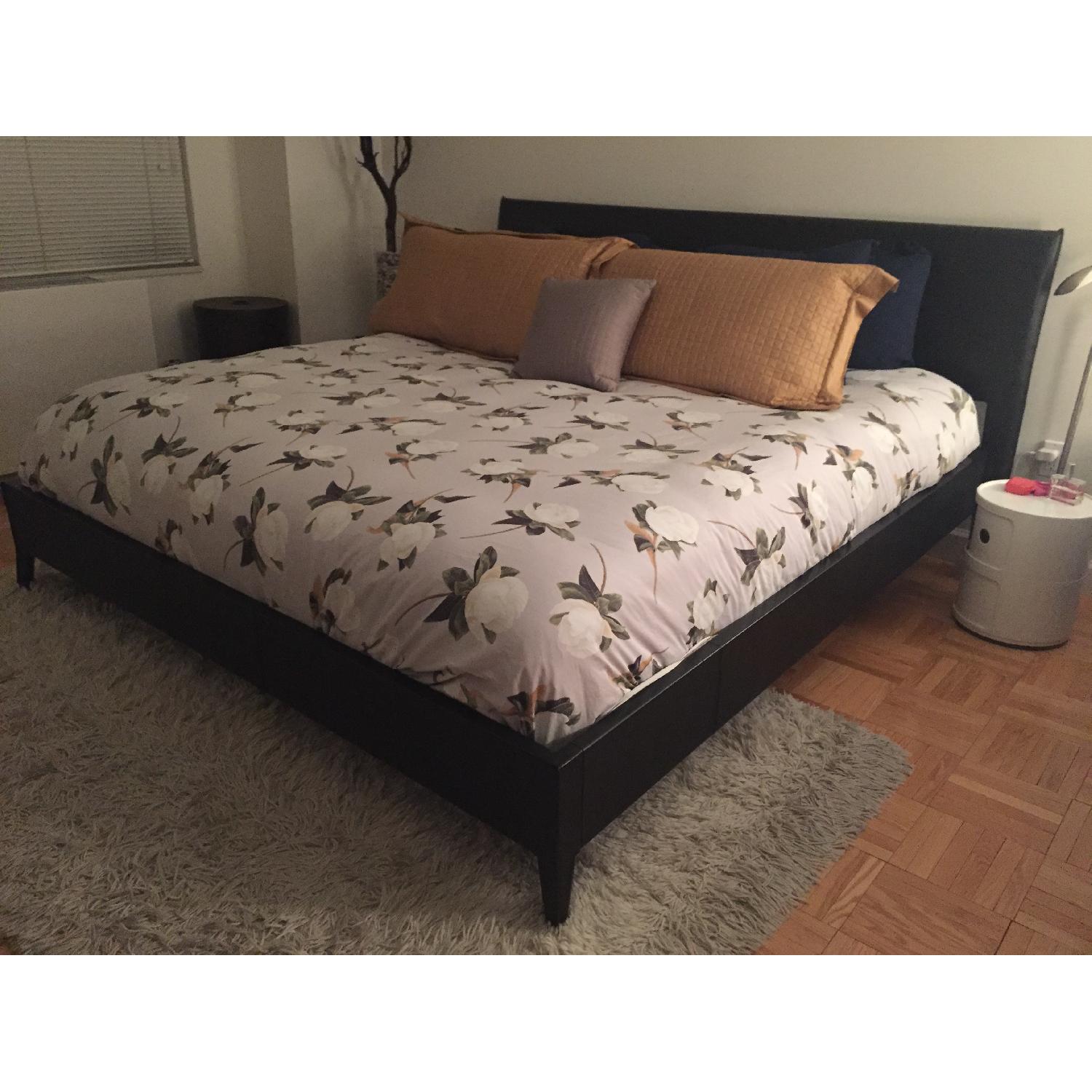 Crate & Barrel King Size Leather Bed - image-3
