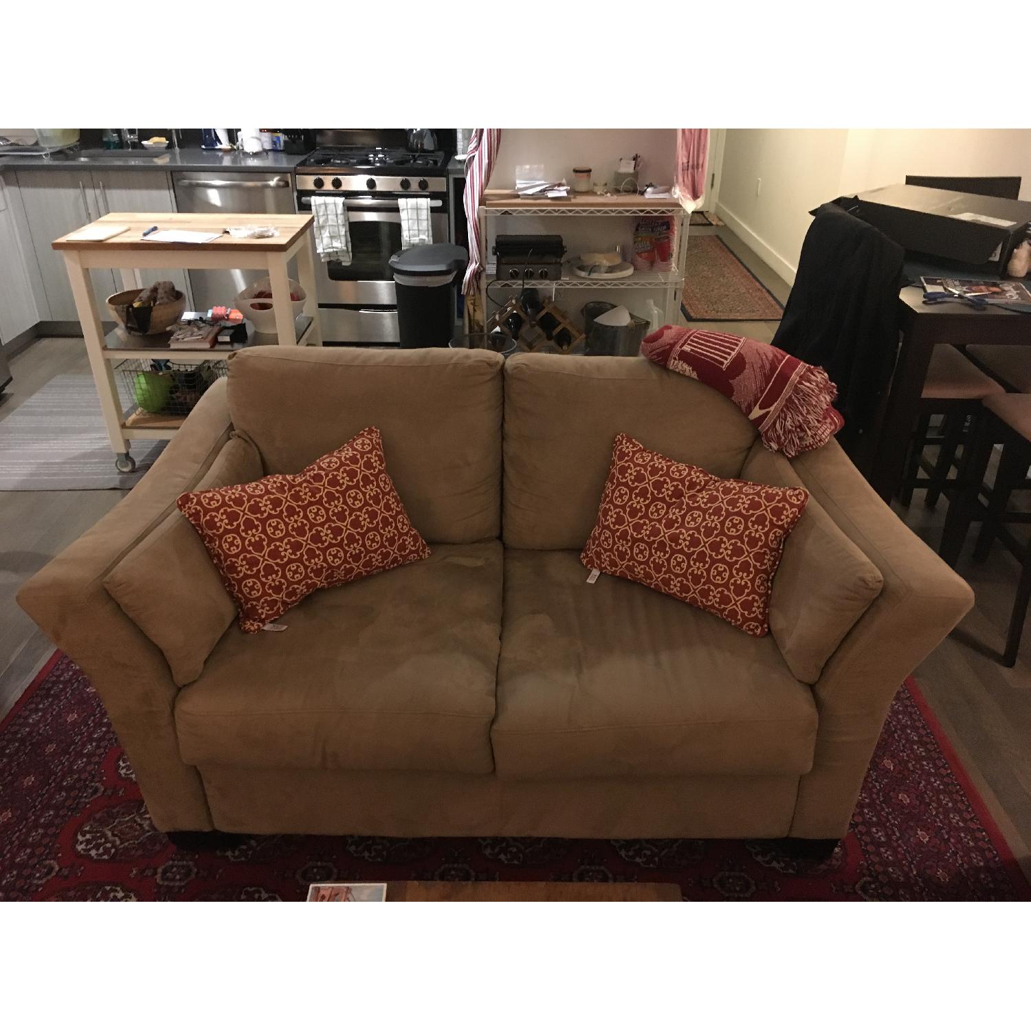 Jennifer Convertibles Beige Loveseat - image-1