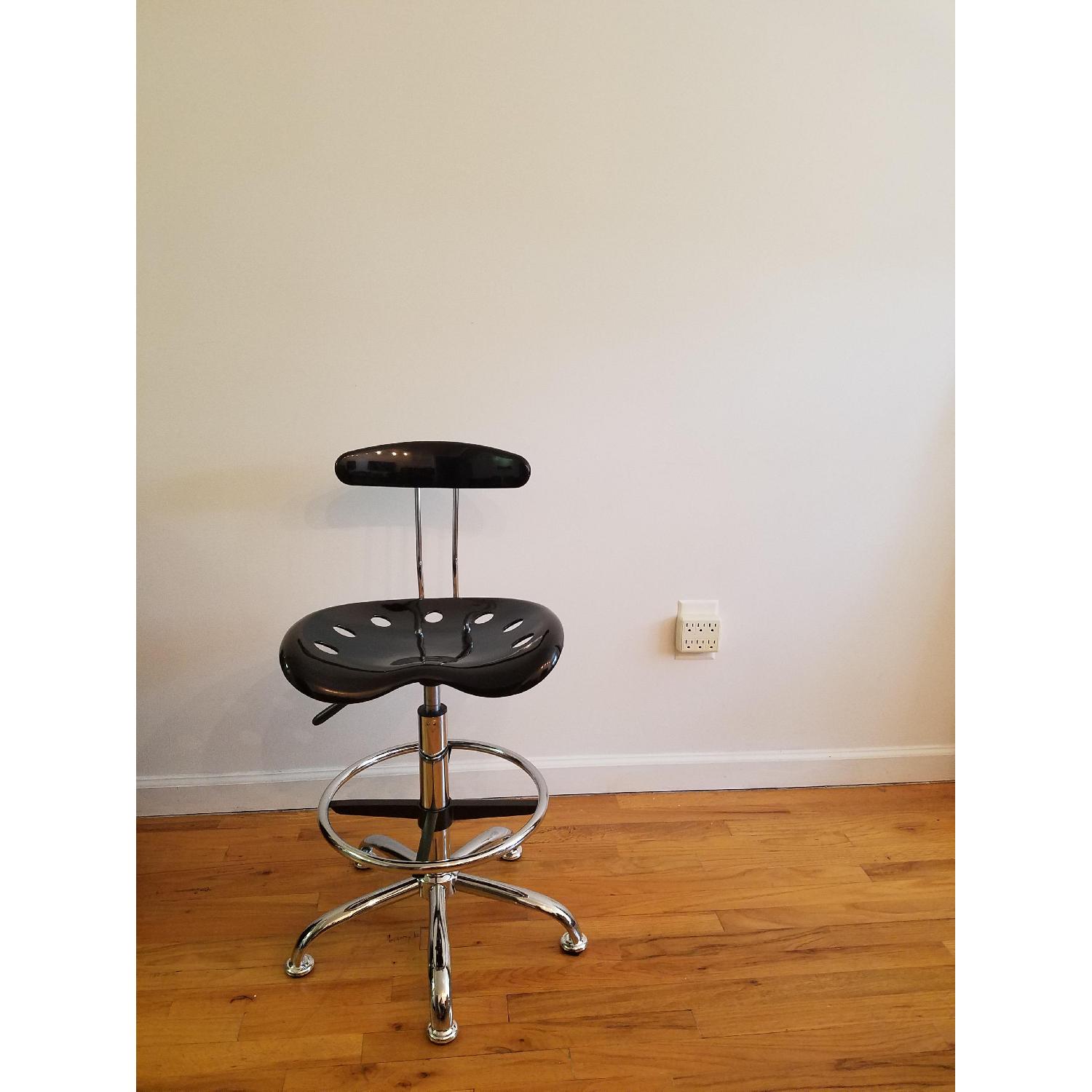 Flash Furniture Black & Chrome Drafting Stool w/ Tractor Seat - image-2