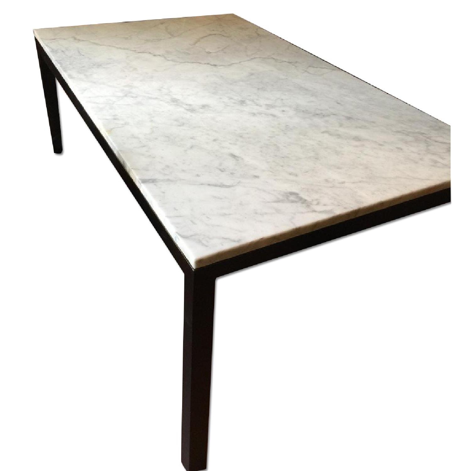 Crate & Barrel Marble Top Parsons Kitchen Table - AptDeco