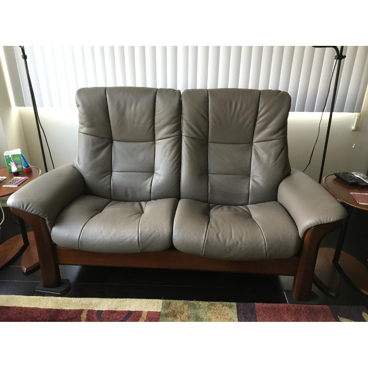 Ekornes Stressless 2 Loveseats w/ Matching Ottoman - image-1