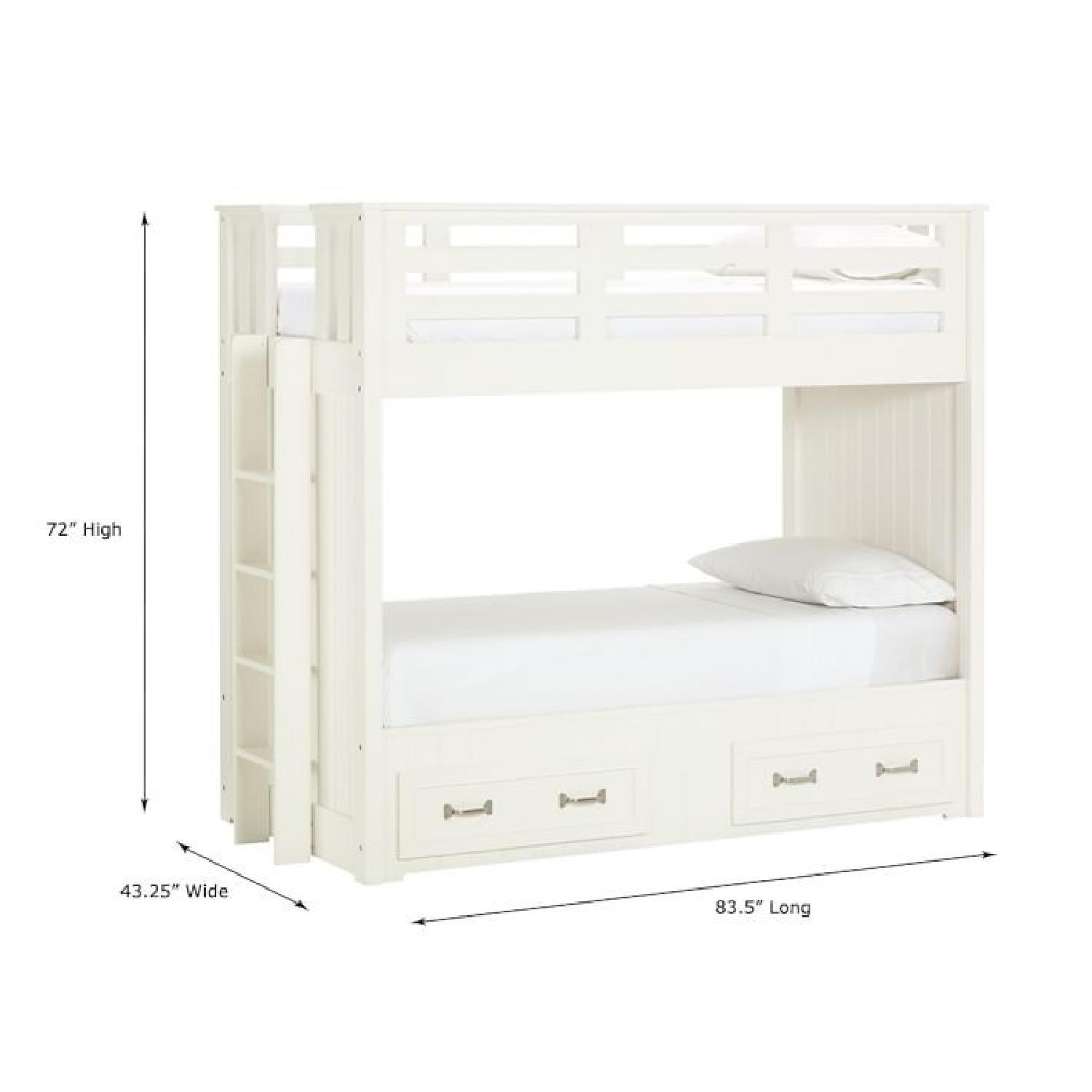 Pottery Barn Belden Twin-Over-Twin Bunk Bed w/ 2 Storage Drawers in White - image-1