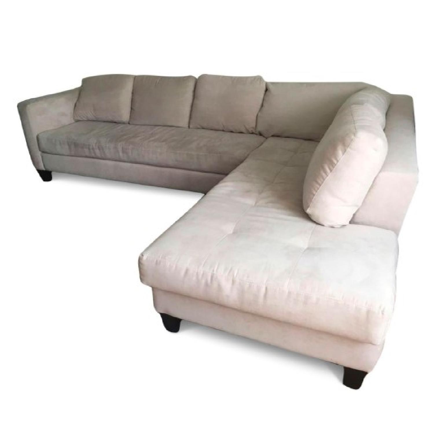 Macy's L-Shaped Sectional in Cream - image-0