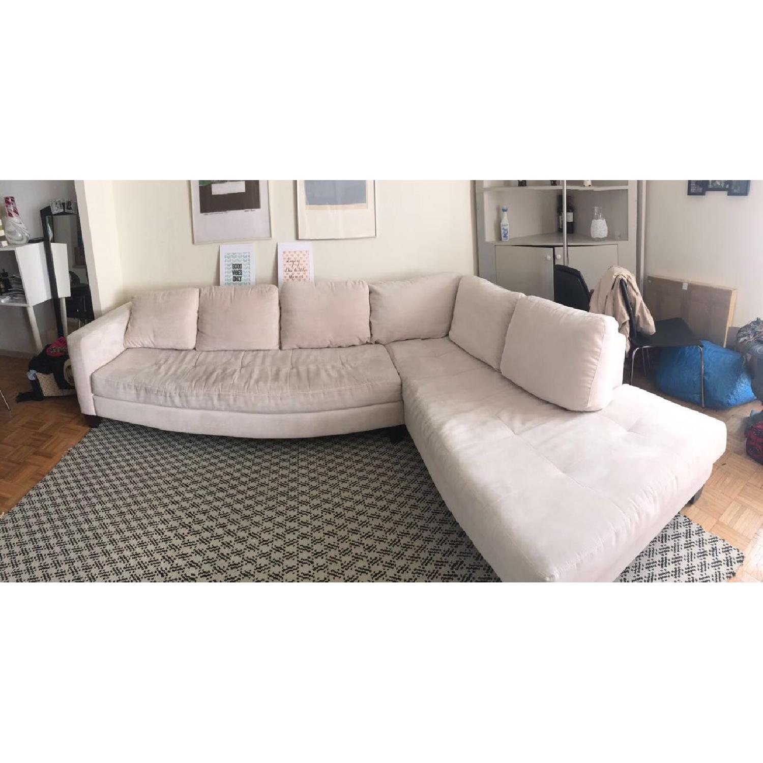 Macy's L-Shaped Sectional in Cream - image-1