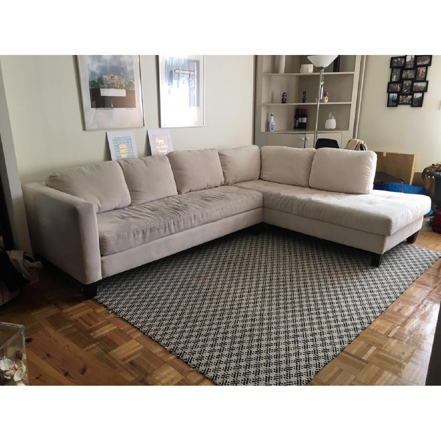 Macy's L-Shaped Sectional in Cream - image-2